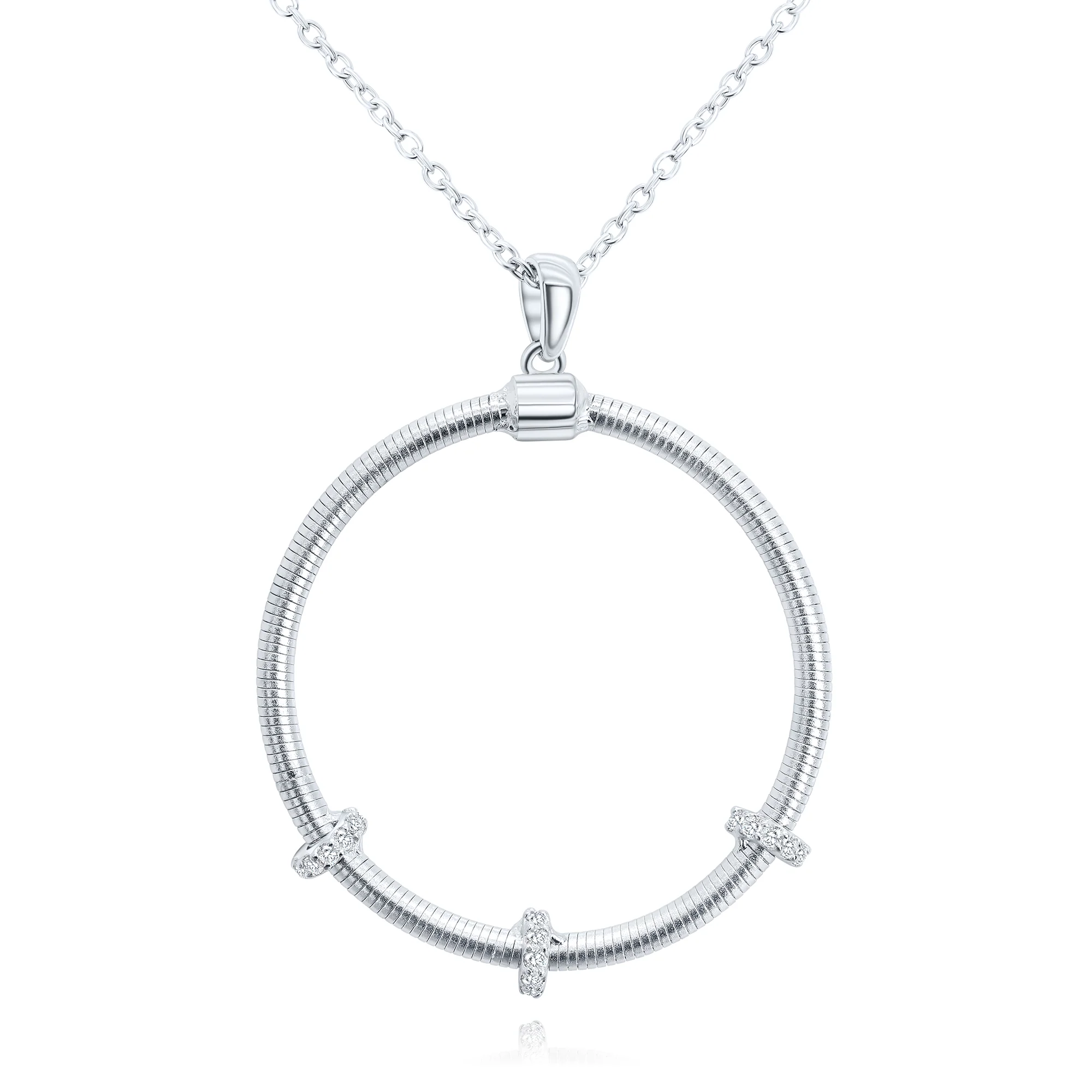 Italian Tuboga Pendant Necklace - Silver