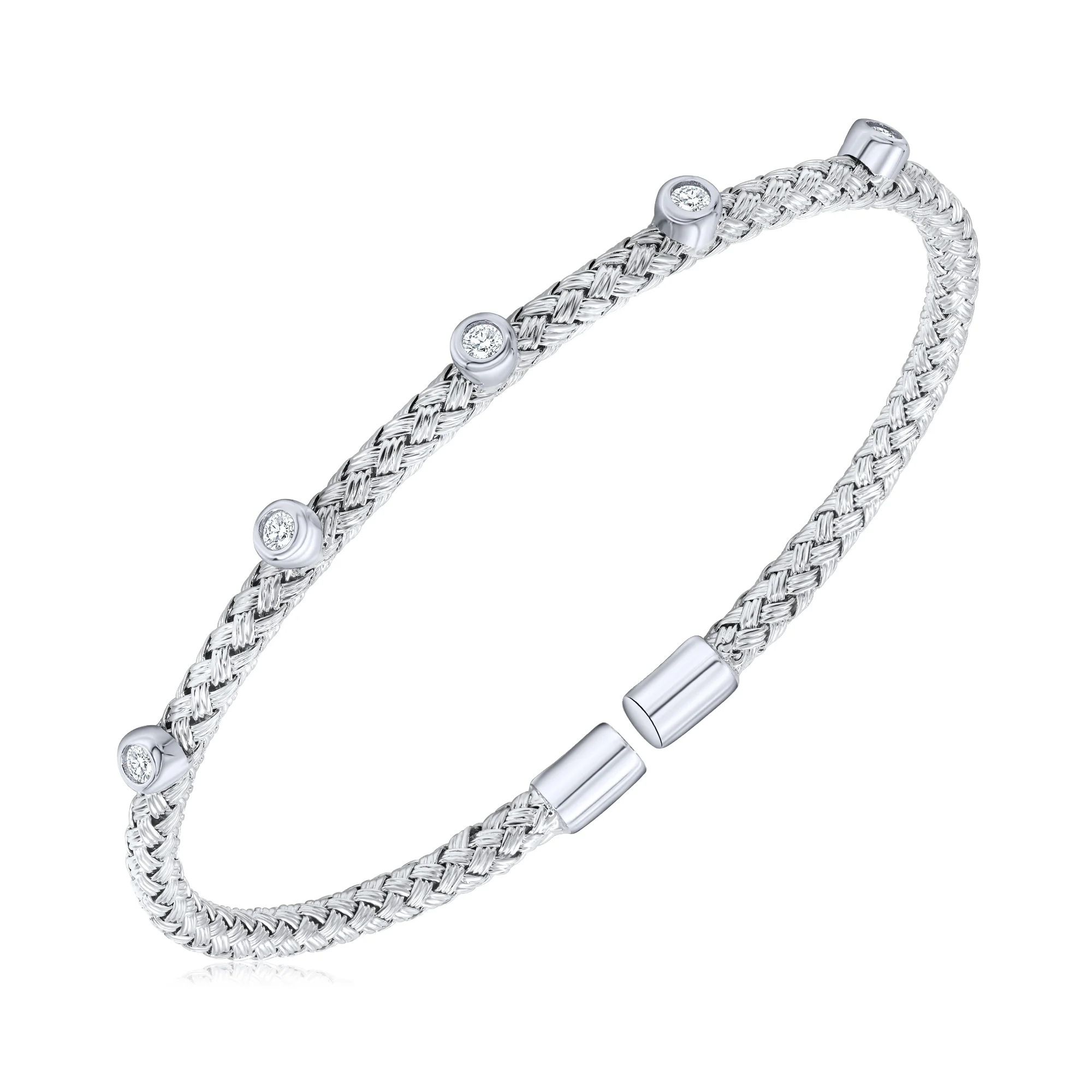 Italian Weave Bezel Cuff - Silver
