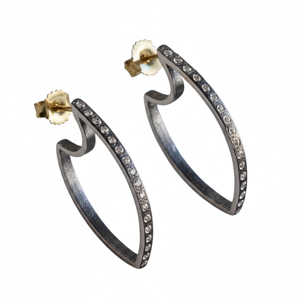 Large Celine Earrings - Silver