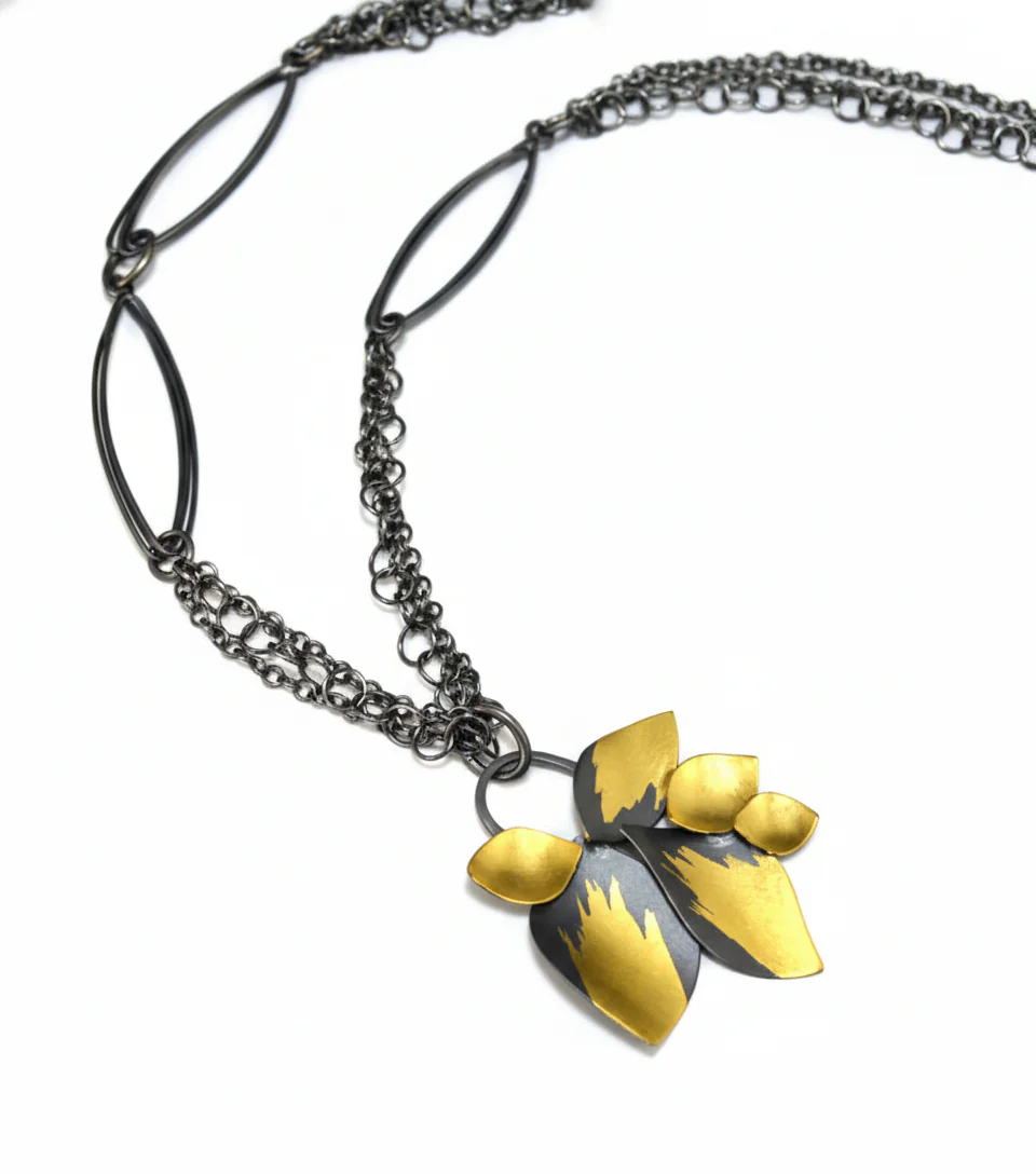 Leaf Cluster Pendant Necklace on Handmade Chain