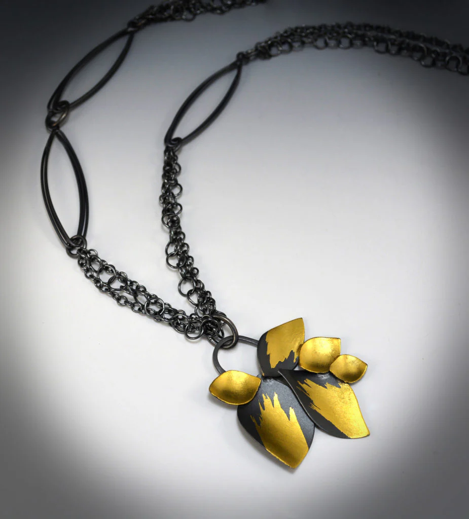 Leaf Cluster Pendant Necklace on Handmade Chain - Image 2