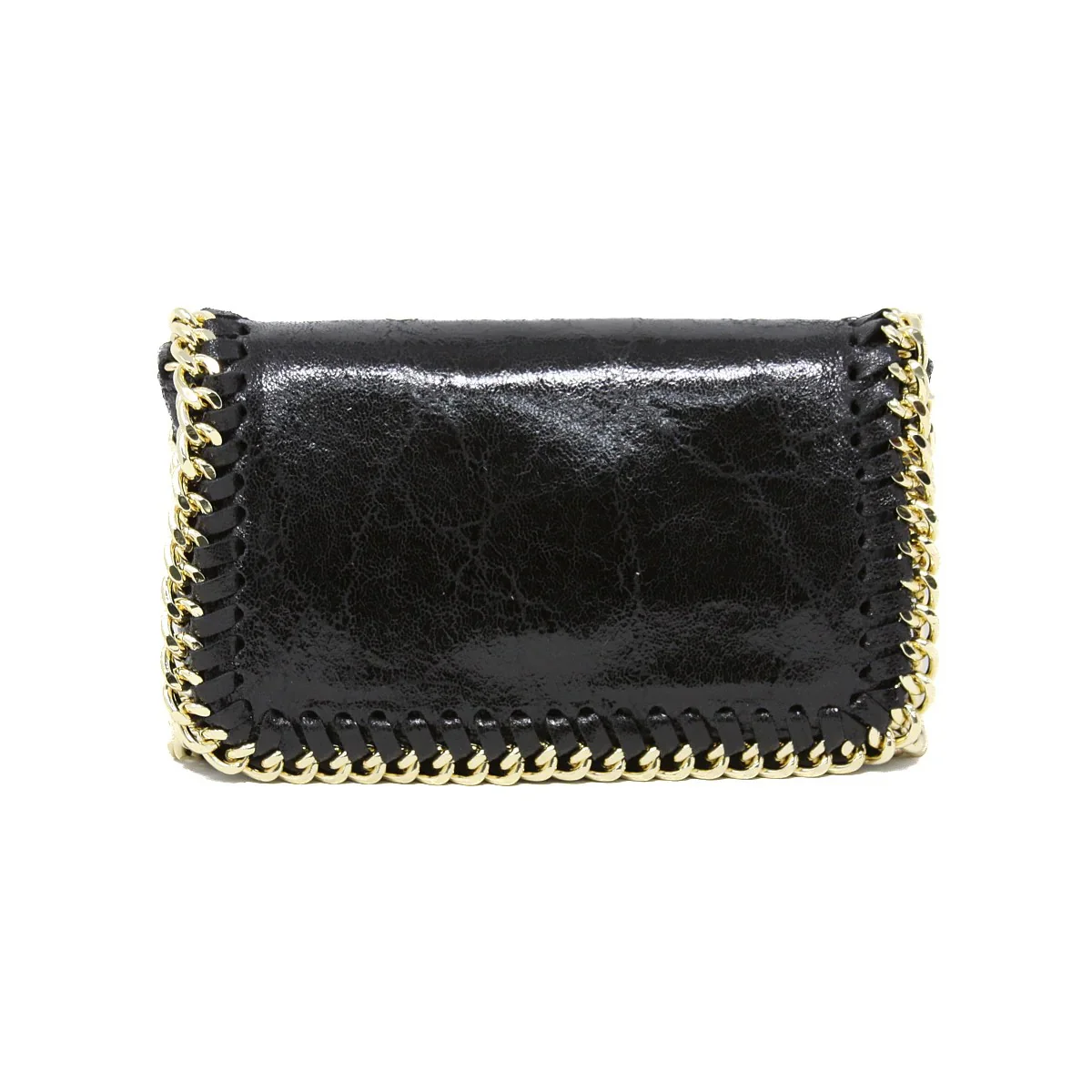 Leather Gold Chain Bag - Black