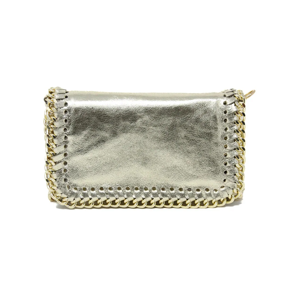 Leather Gold Chain Bag - Gold