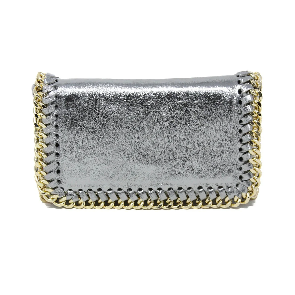 Leather Gold Chain Bag - Silver