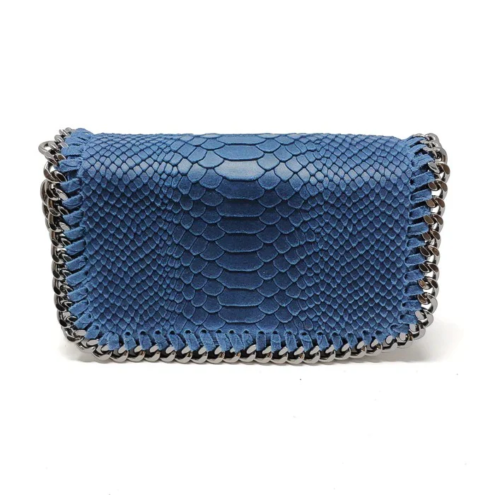 Leather Gunmetal Chain Bag - Denim Python
