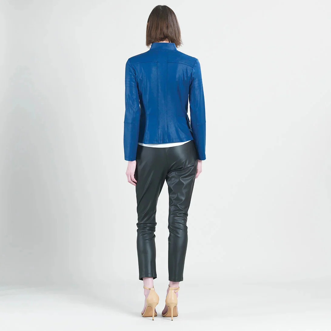 Liquid Leather Biker Jacket - Cobalt - Image 2