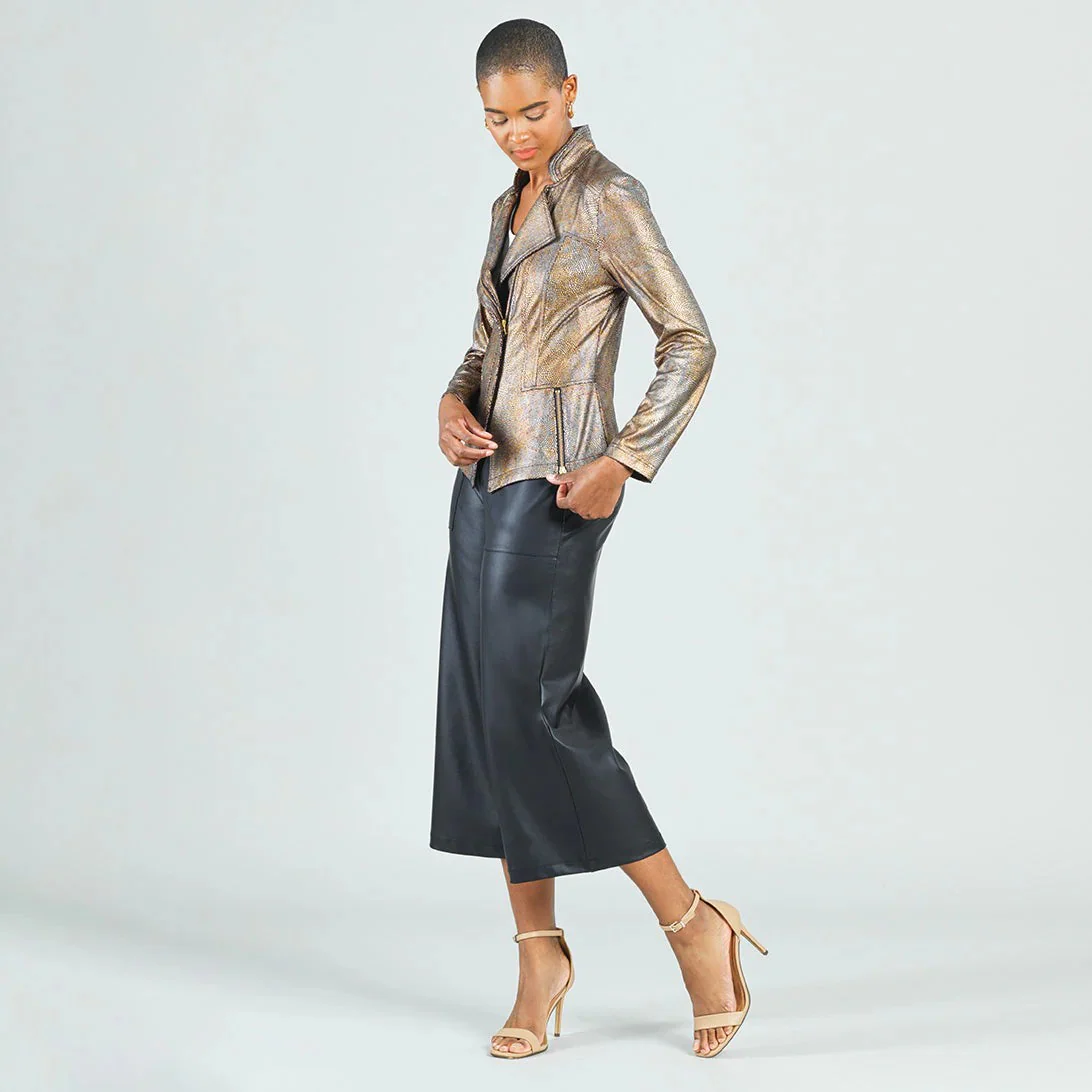 Metallic Liquid Leather Signature Jacket - Copper - Image 2