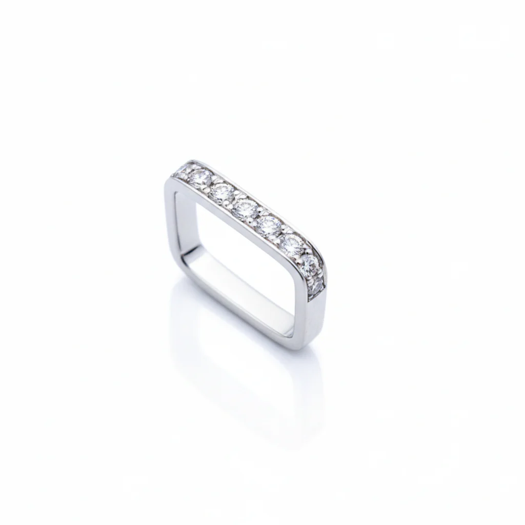 Lux Platinum Pave Square Ring