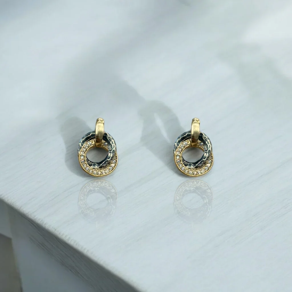 Mixed Metal Mini Trinity Earrings - Image 3