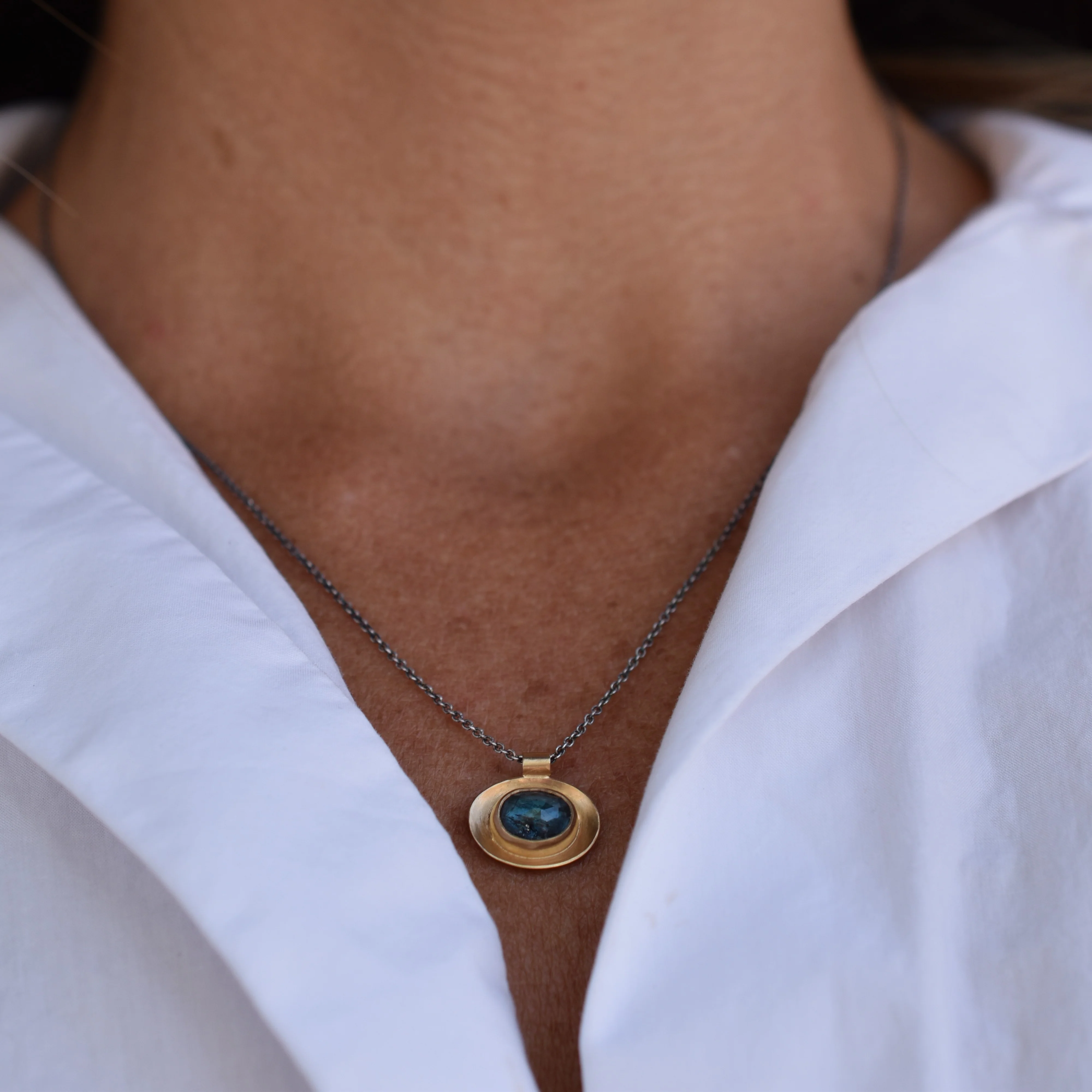 Oval Well Necklace ~ Teal Kyanite - Image 3