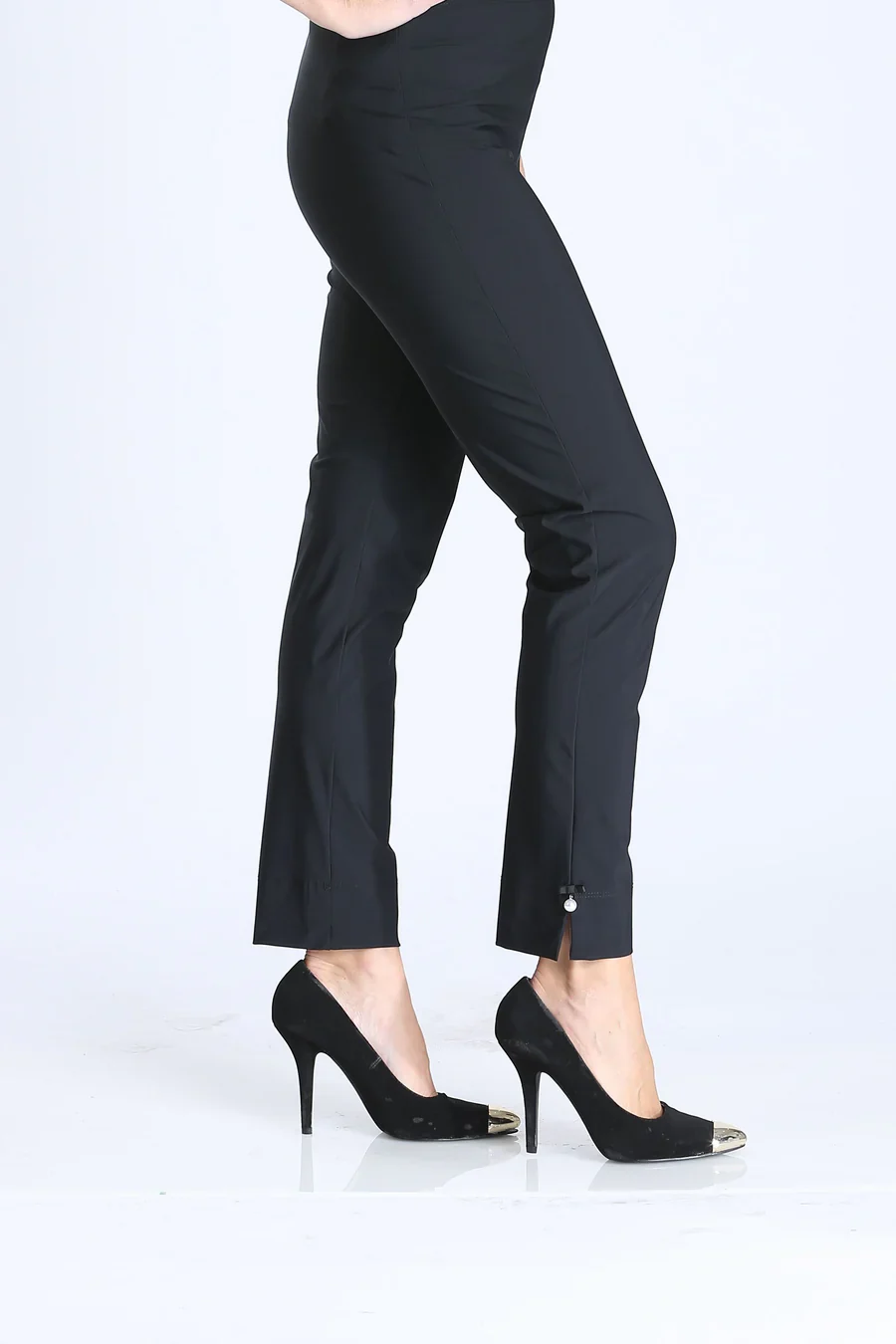 Pearl Detail Ankle Pant - Black
