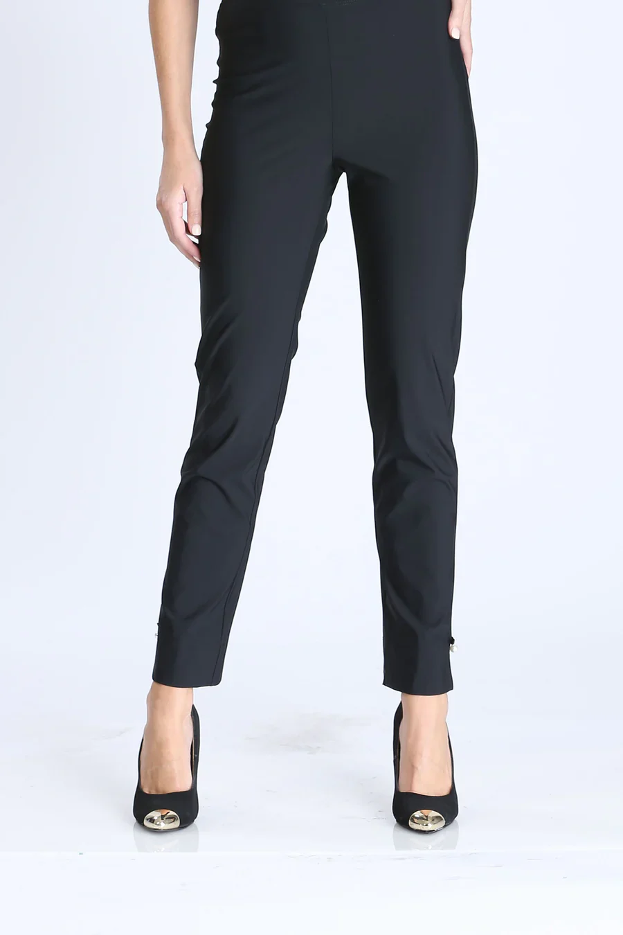Pearl Detail Ankle Pant - Black - Image 2