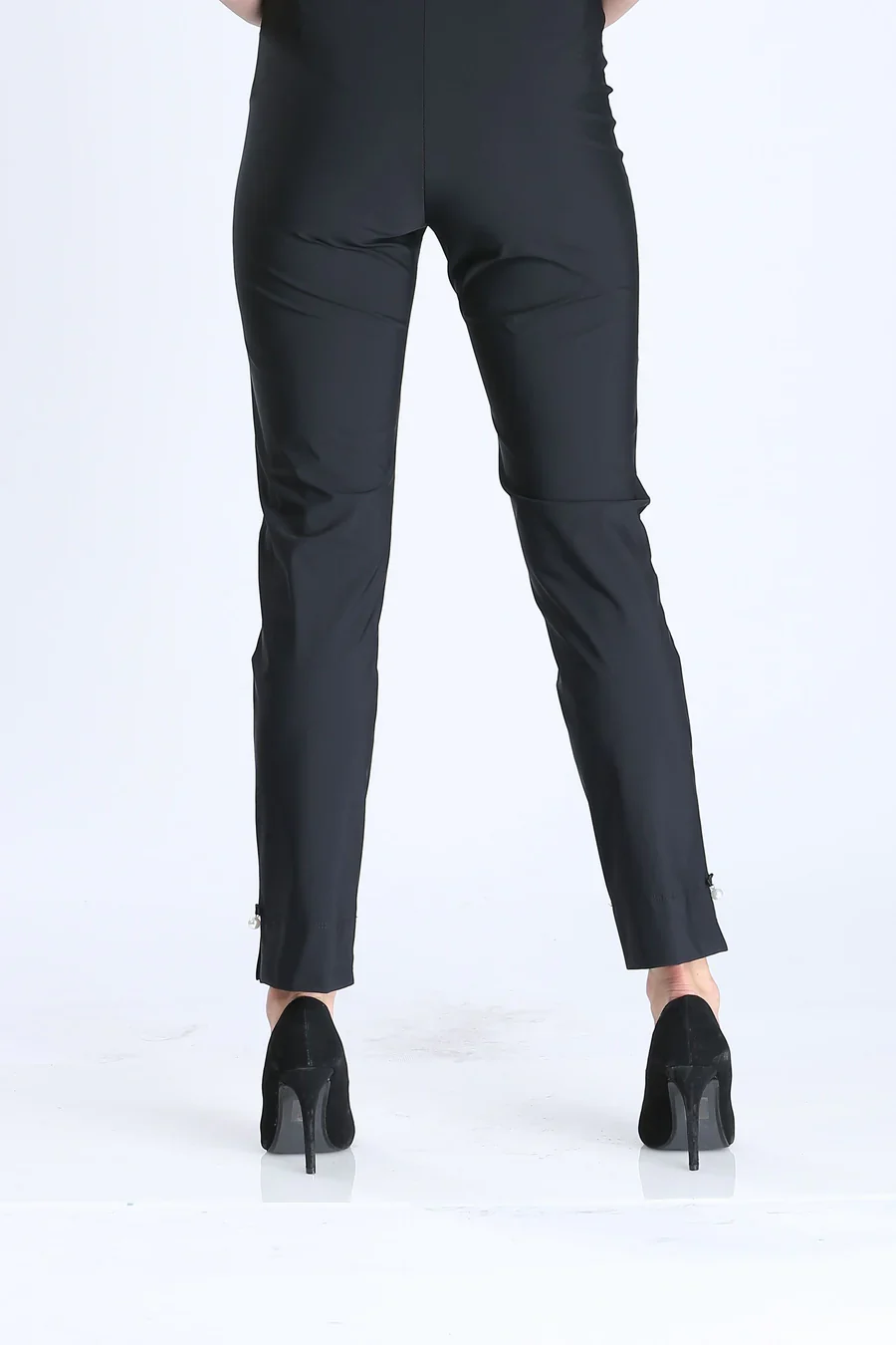 Pearl Detail Ankle Pant - Black - Image 3