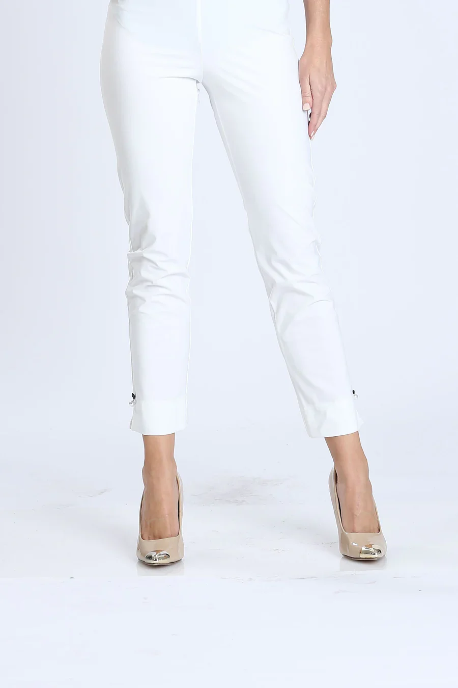 Pearl Detail Ankle Pant - White
