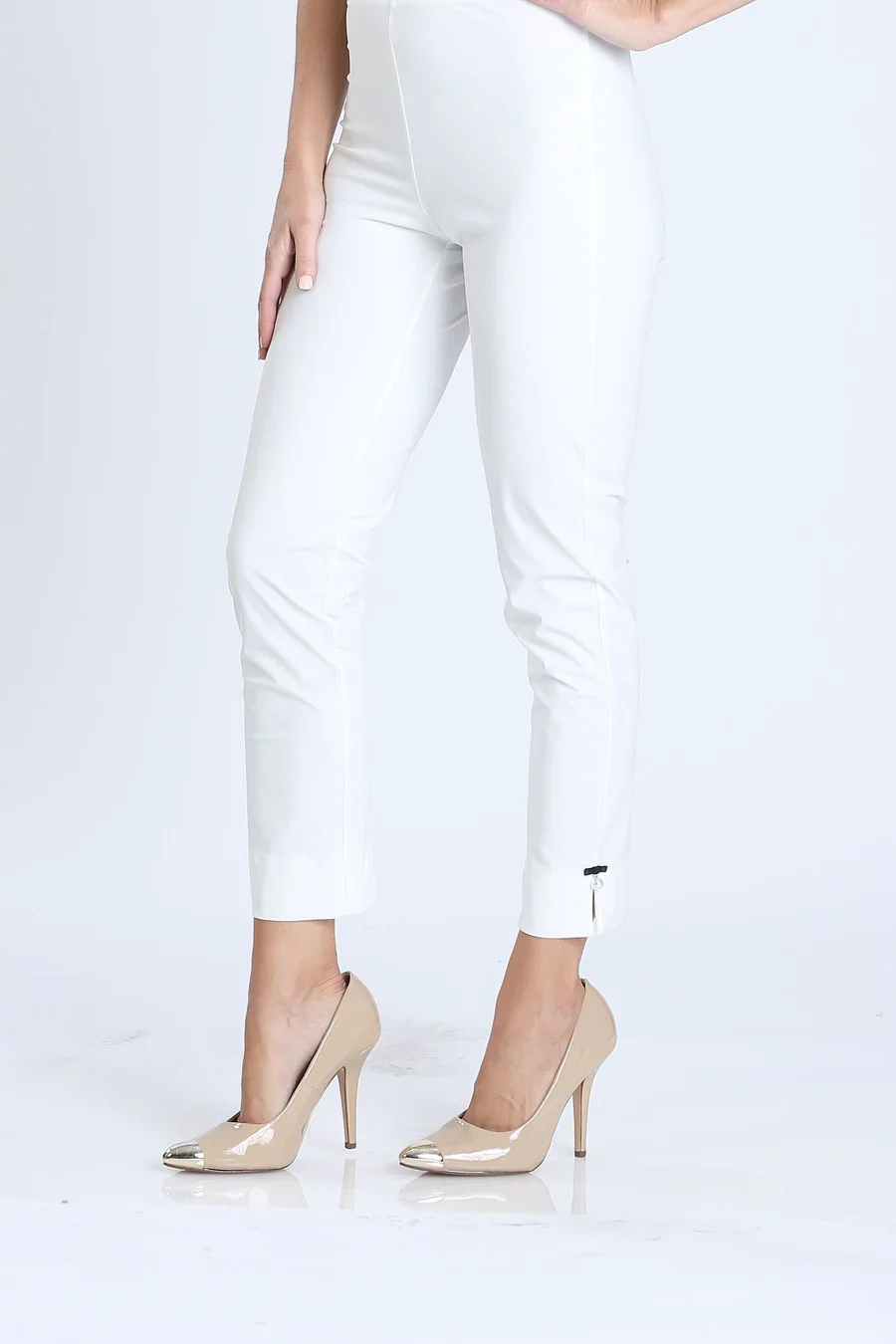 Pearl Detail Ankle Pant - White - Image 2