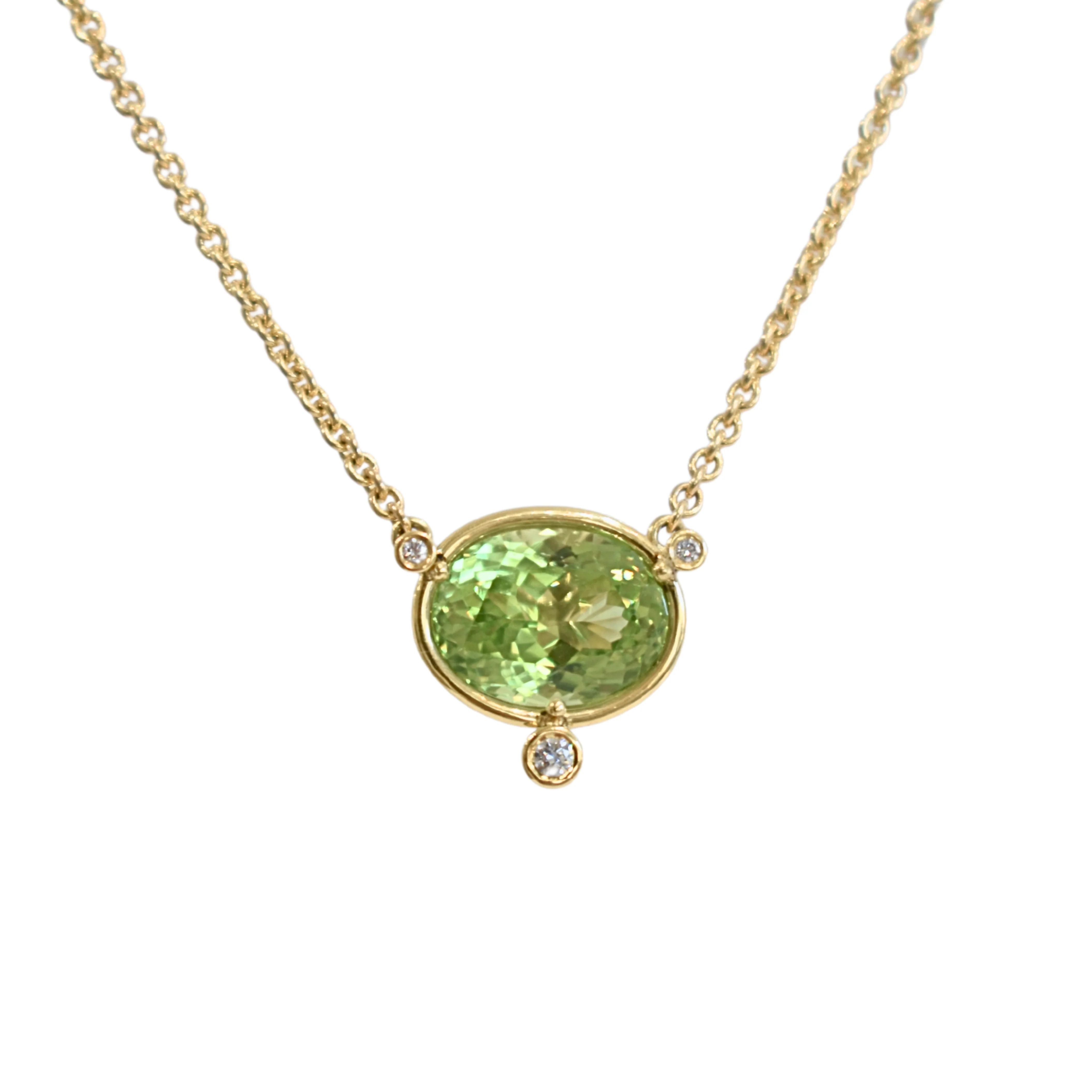 Peridot and Diamond Pendant Necklace
