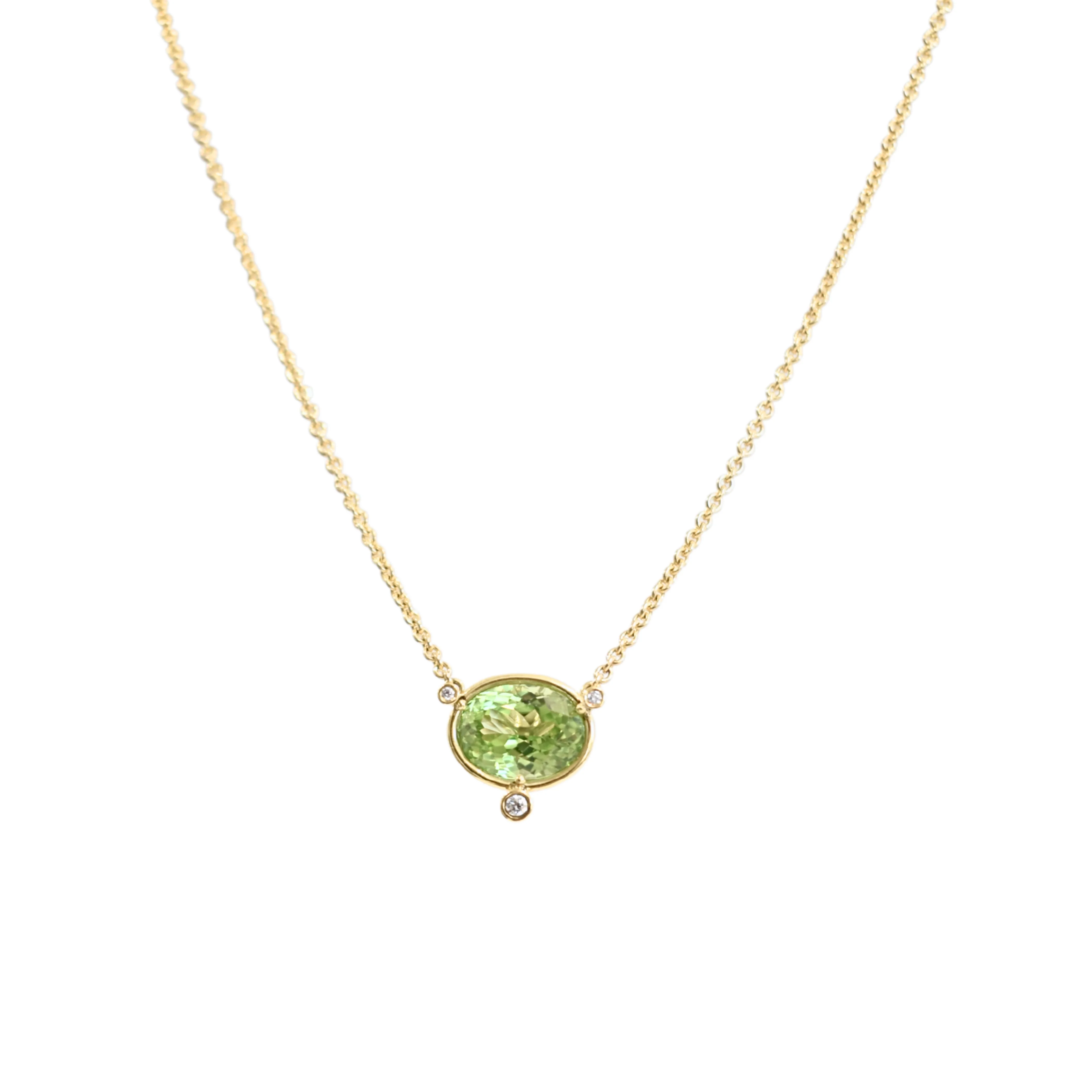 Peridot and Diamond Pendant Necklace - Image 2