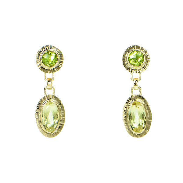 Peridot and Yellow Beryl Faceted Earrings