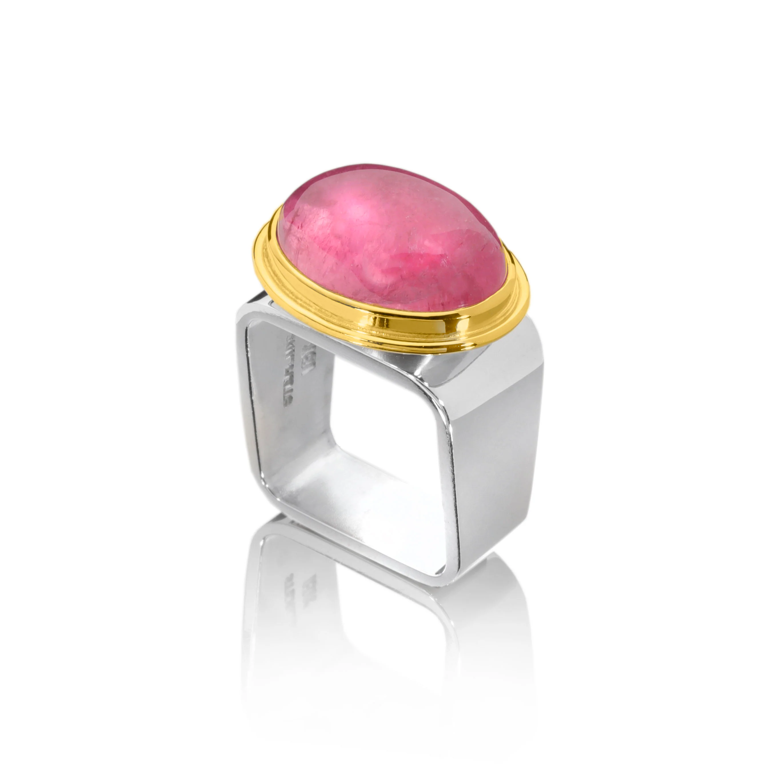 Pink Tourmaline Square Ring