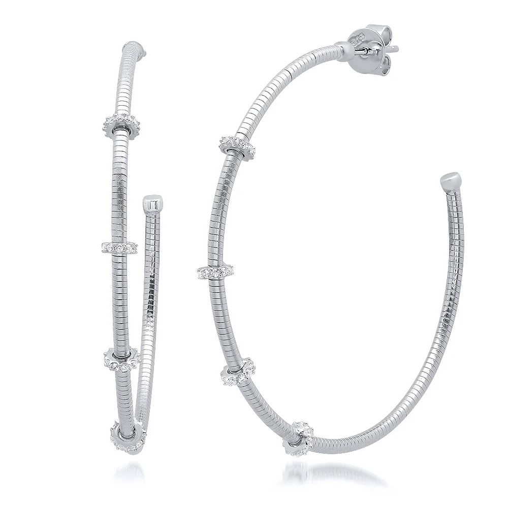 Tuboga Rondelle Hoops- Large Silver