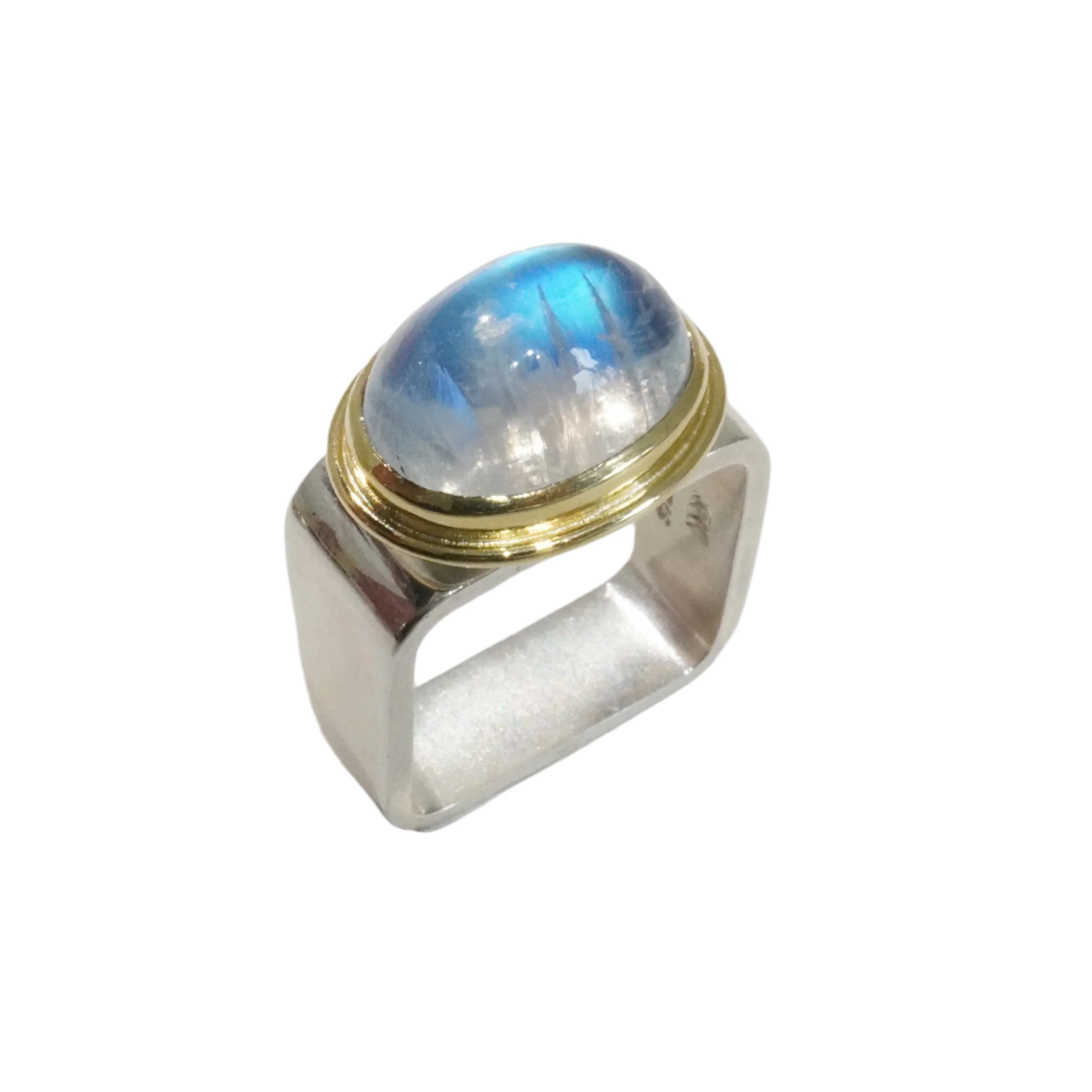Rainbow Moonstone Square Ring