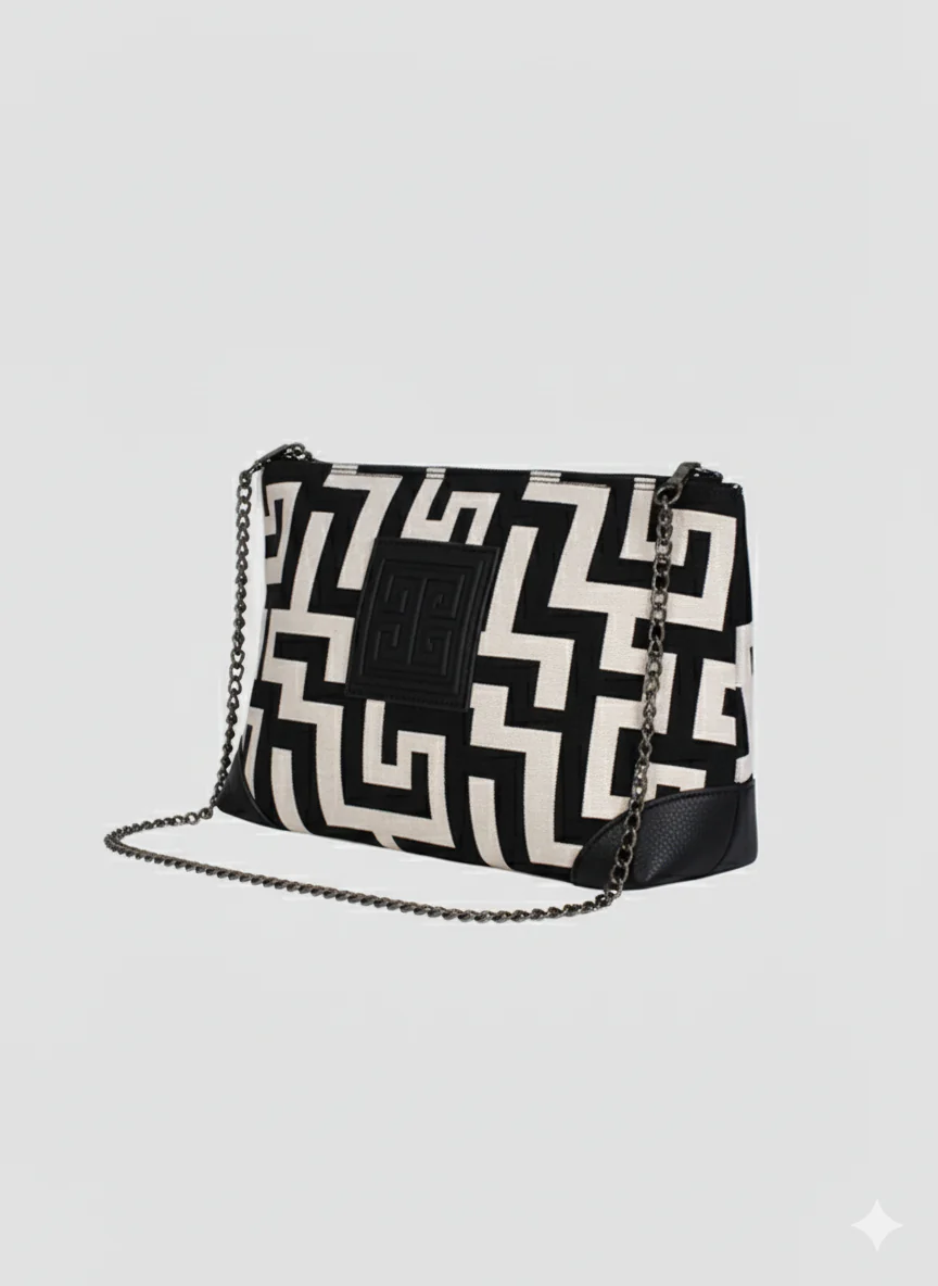 REA Crossbody Bag – CLASSIC Pattern in Ecru/Black