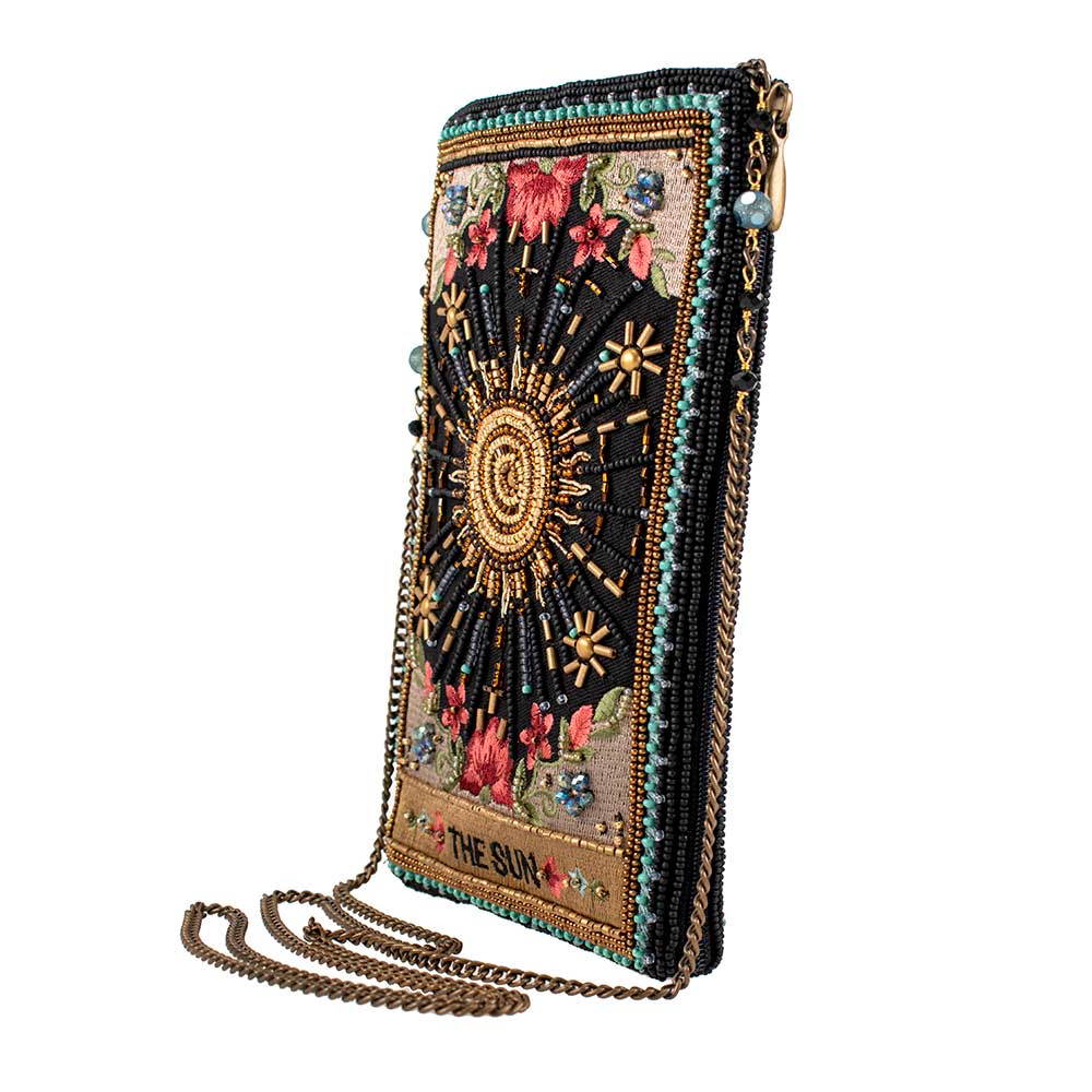 Shine On Beaded Sun Theme with Flowers Crossbody Phone Bag - Image 4