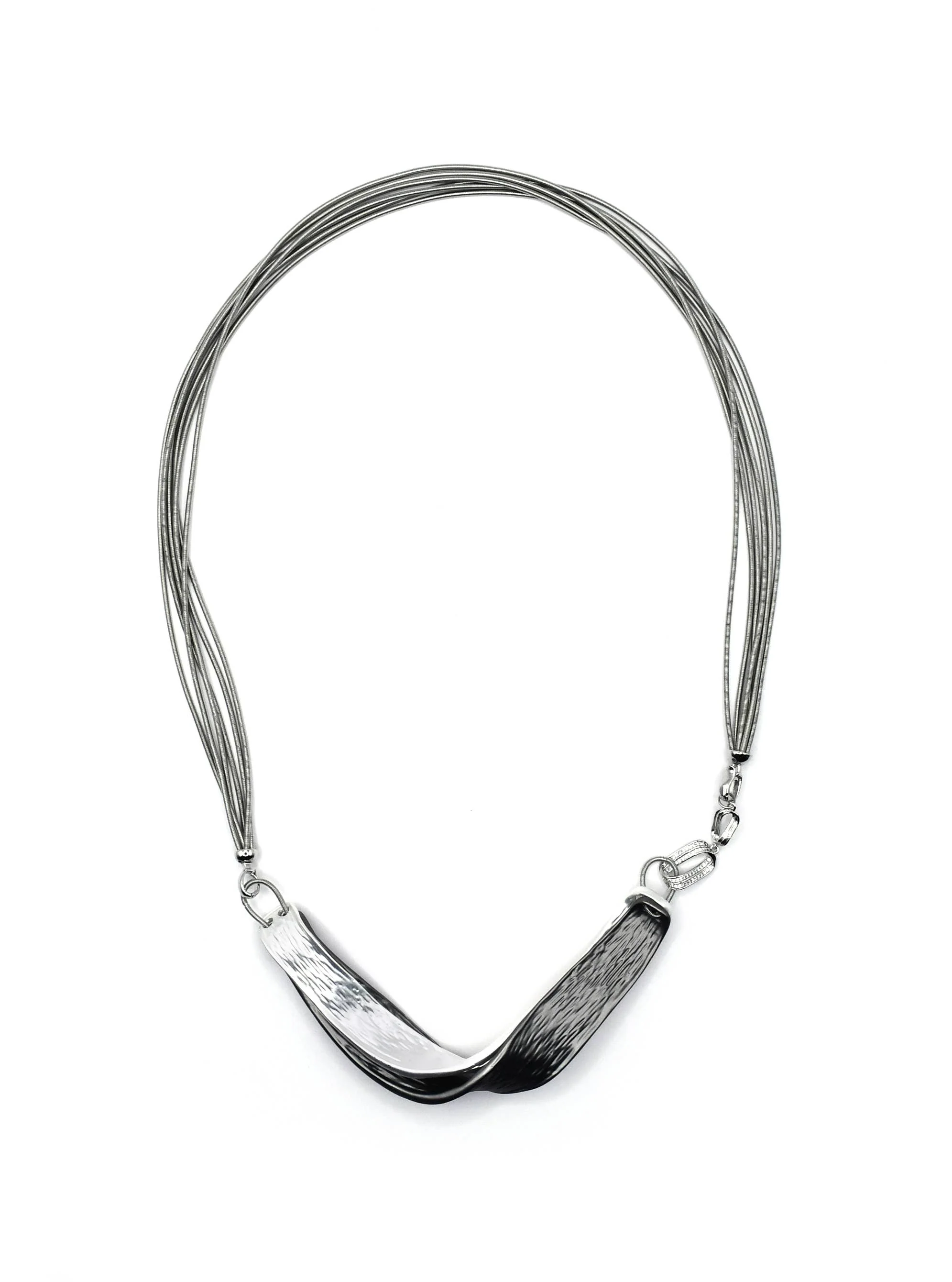 Silver Multi Strand Piano Wire Wave Necklace