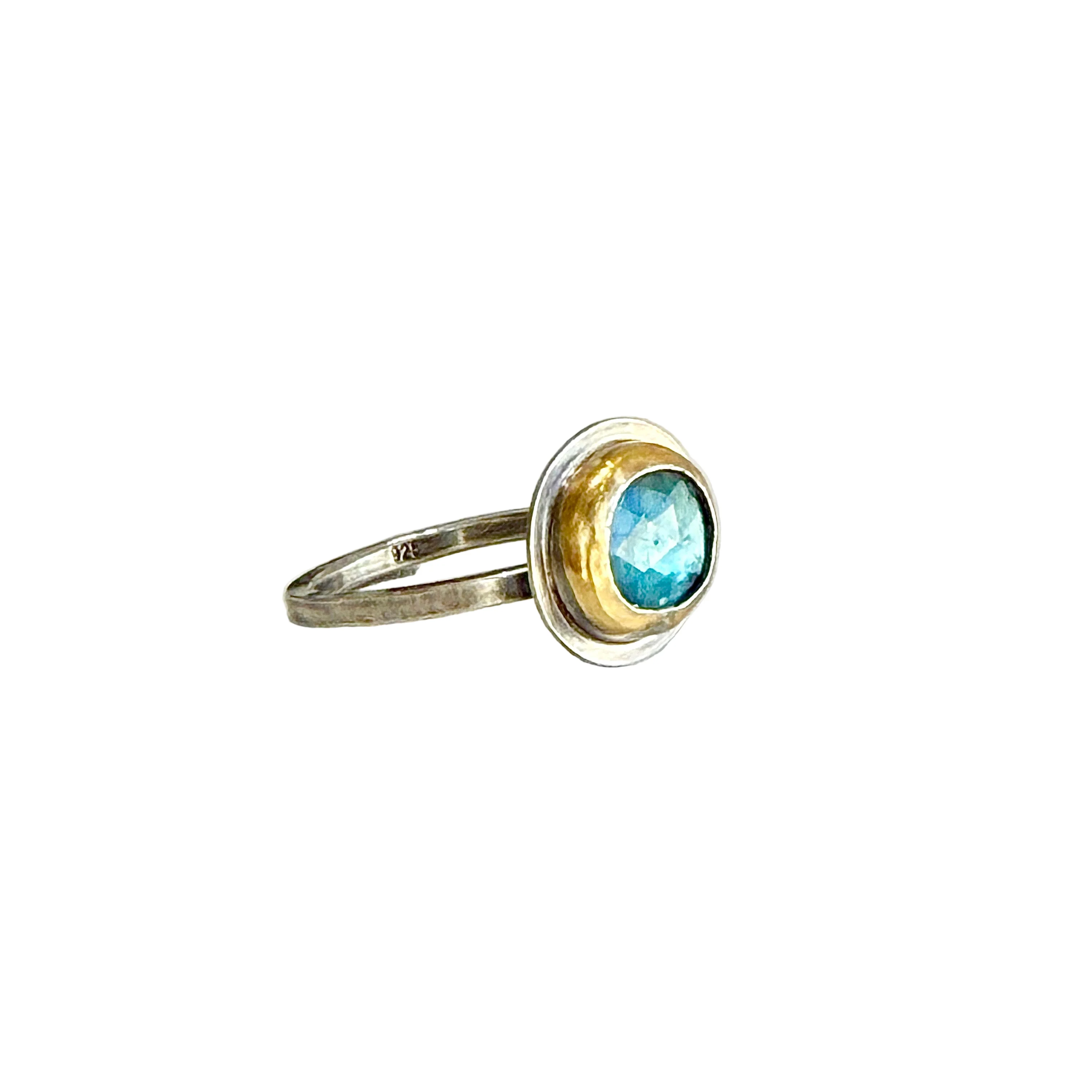 Deep Sky Blue Kyanite Crescent Rim Ring - 8x10 - Image 2