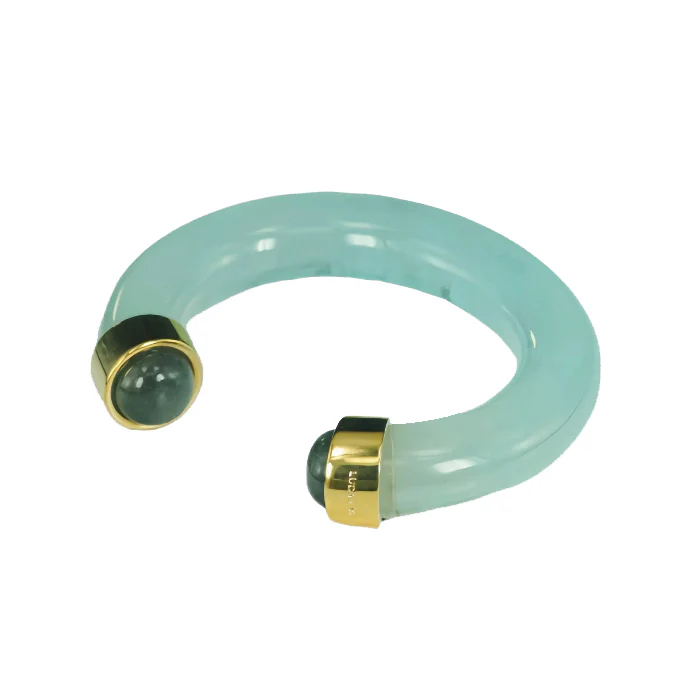 Sky Blue Resin with Labradorite Cuff