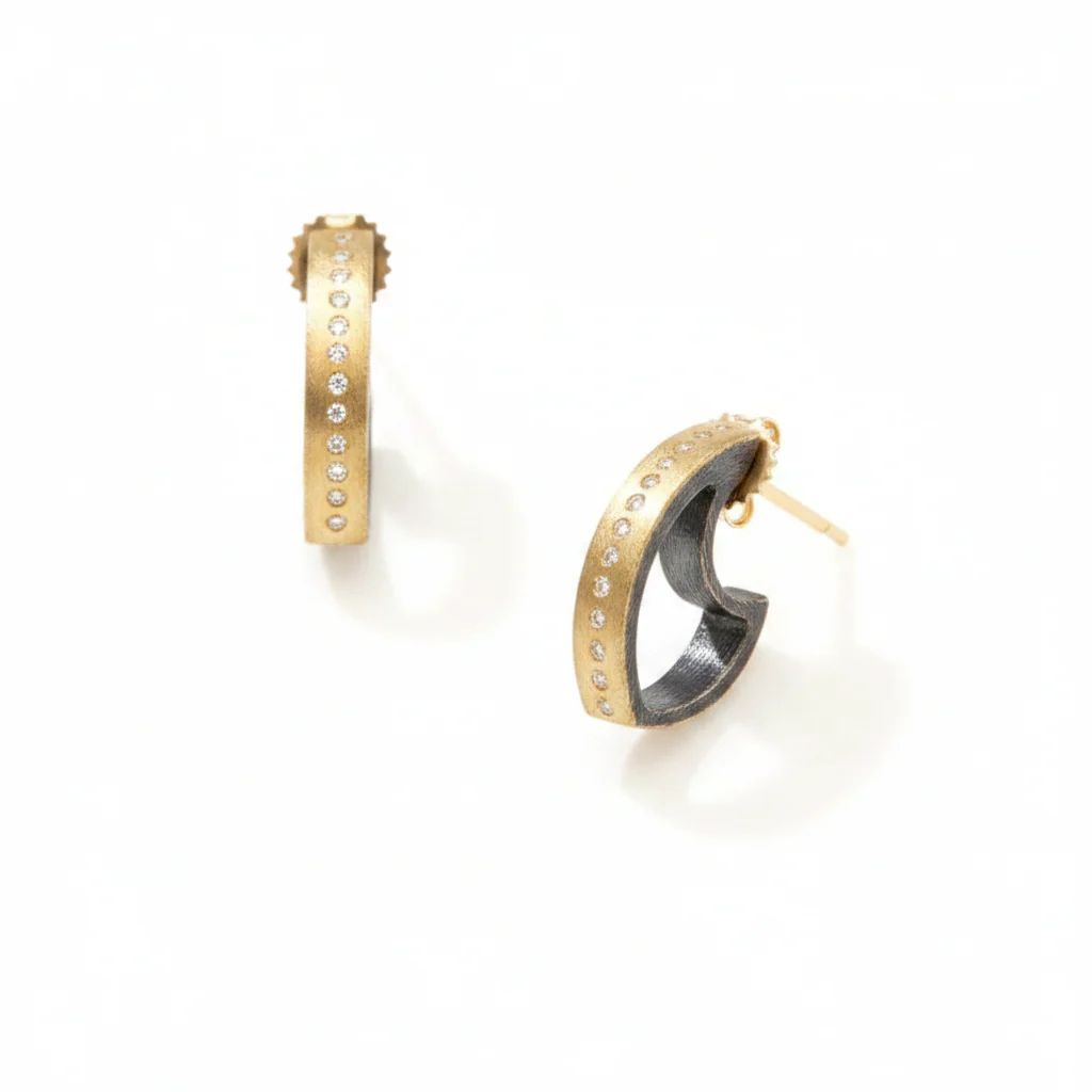 Small Celine Earrings - Gold - Image 2