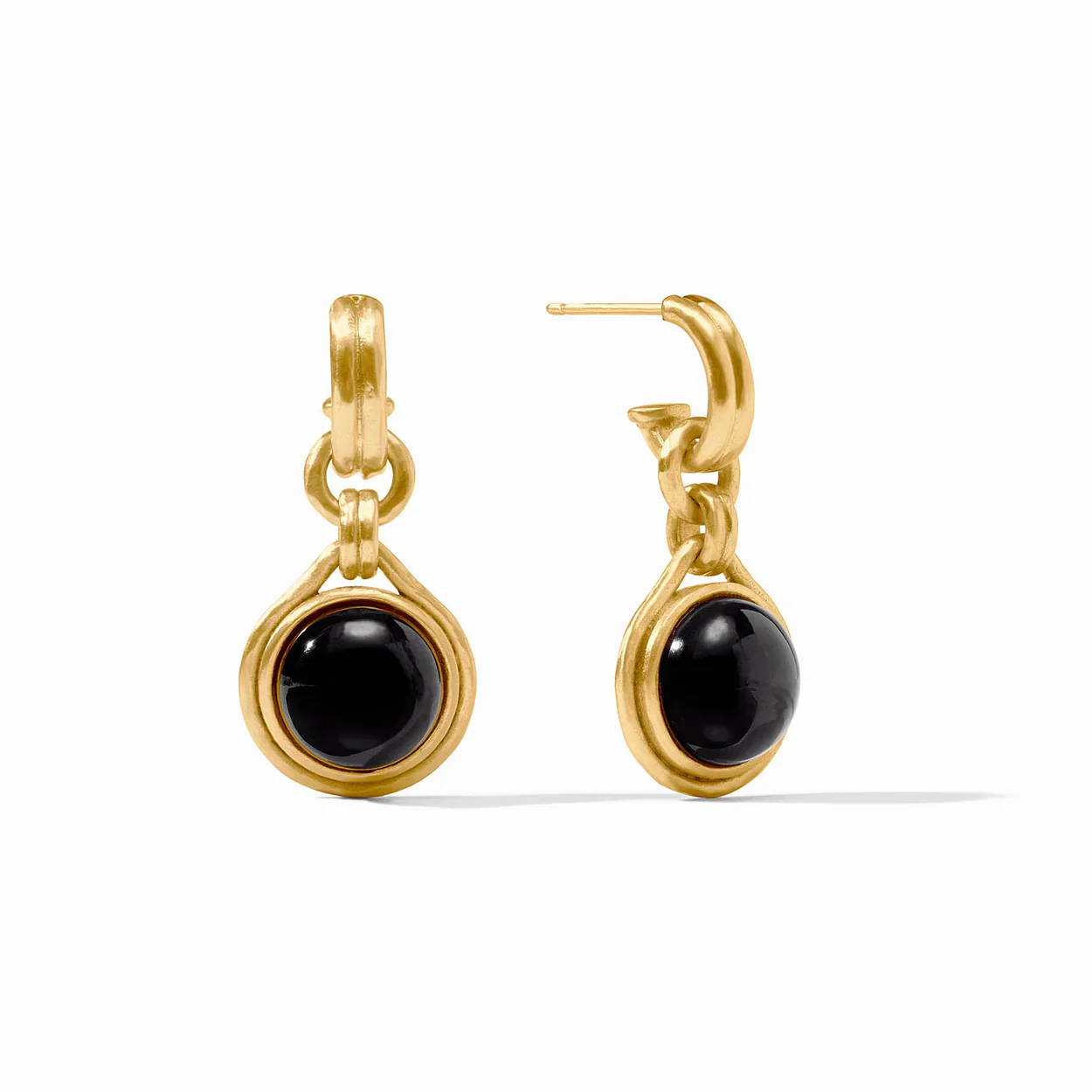 Solara Hoop & Charm Earrings - Obsidion Black