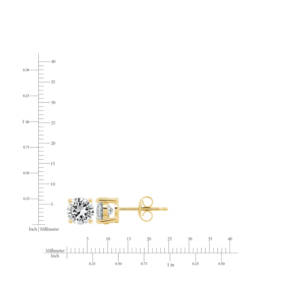 Solitaire Brilliant Stud Earrings in Gold - 1.5 CT - Image 3