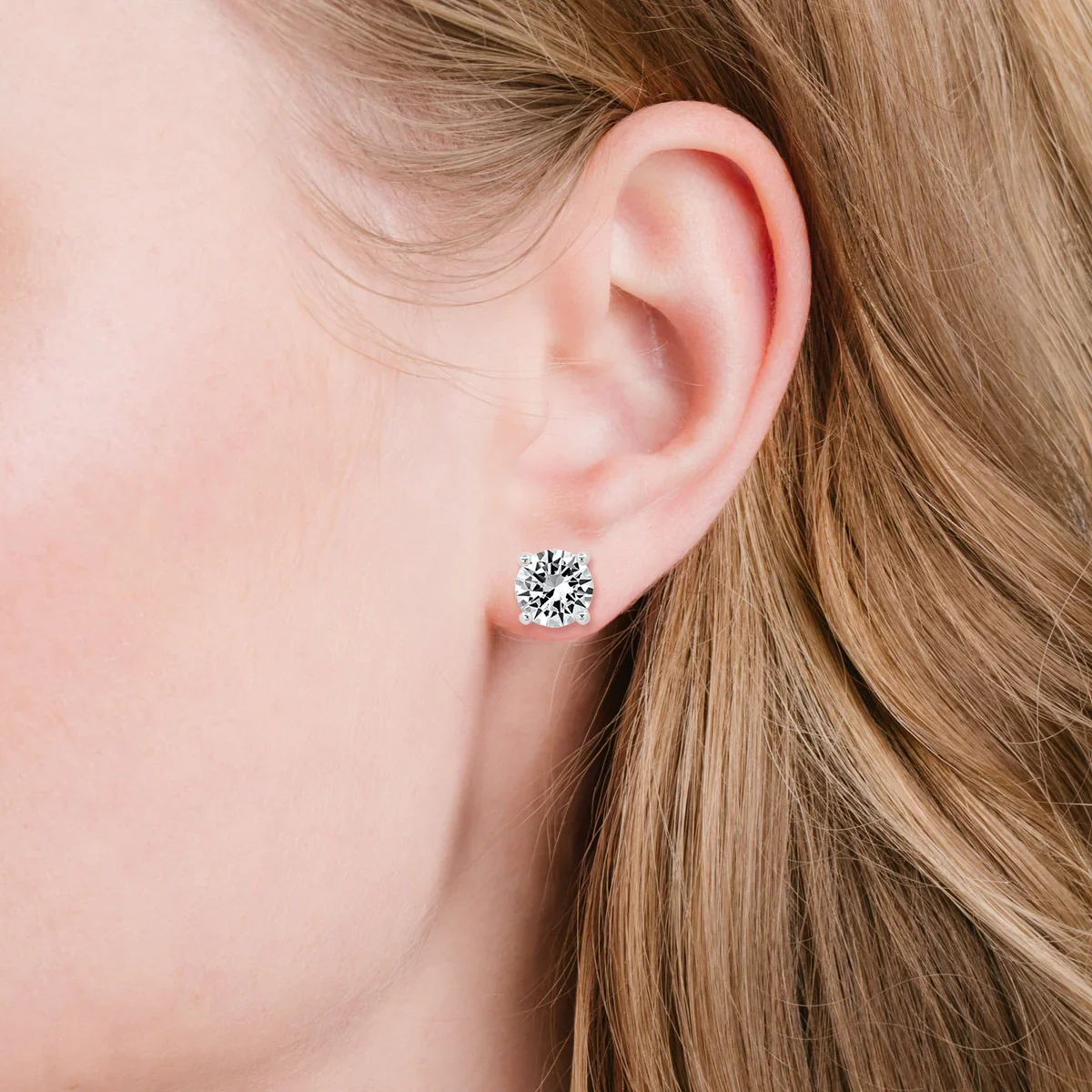 Solitaire Brilliant Studs in Pure Platinum- 2ct - Image 2