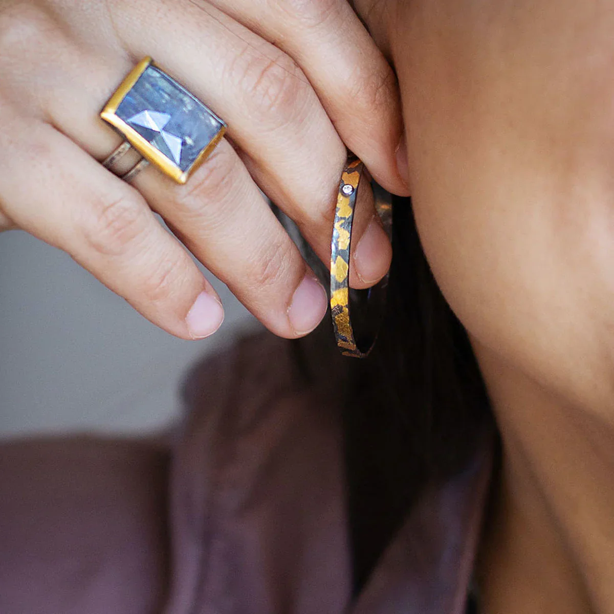 Speckled Hoops with Diamonds - Medium - Image 2
