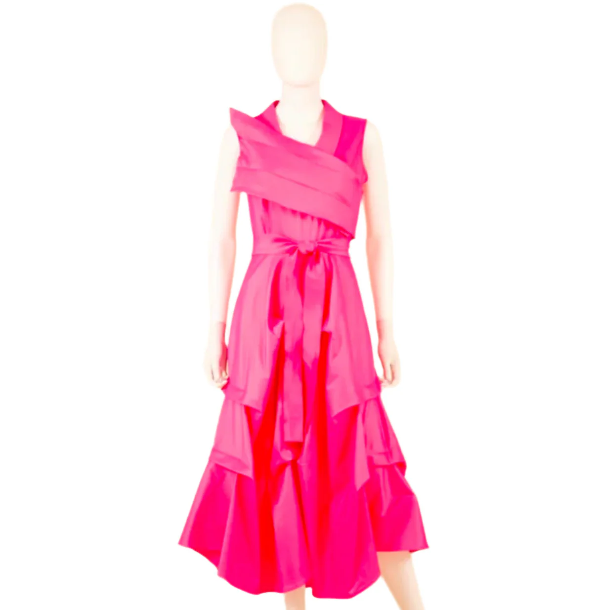 Stretch Dupioni Flag Dress - Bougainvillea