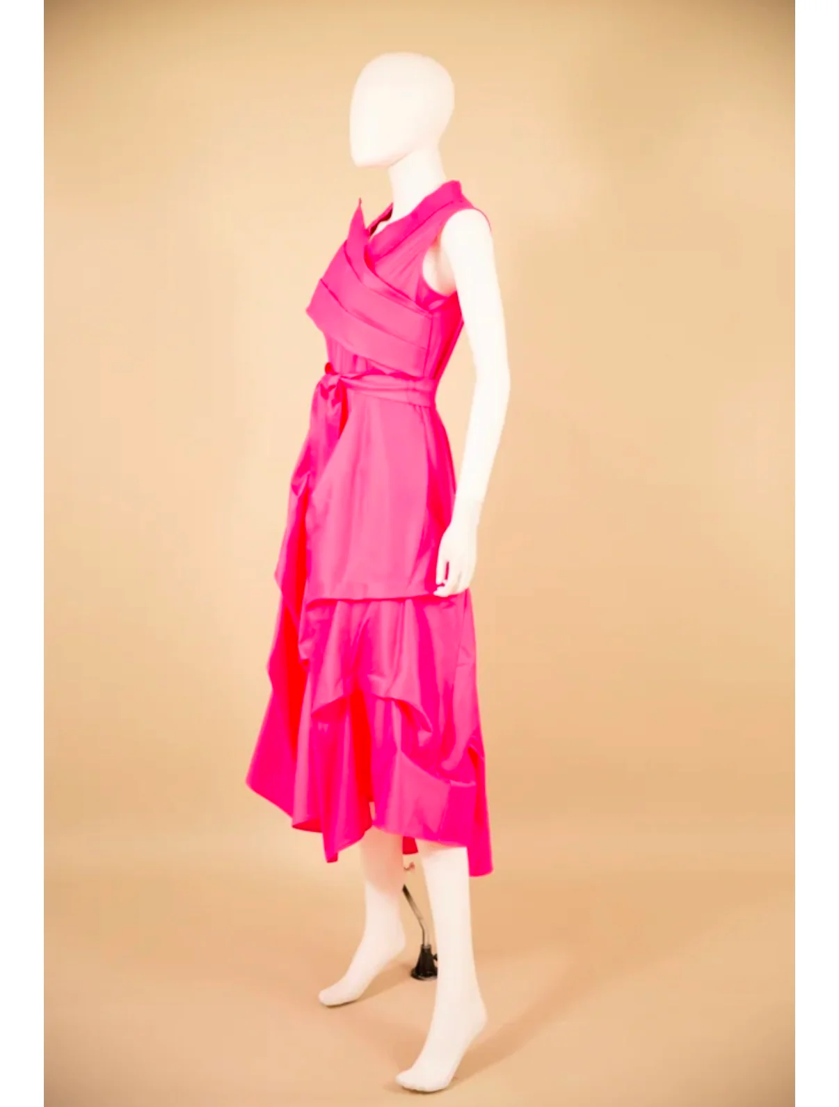 Stretch Dupioni Flag Dress - Bougainvillea - Image 2