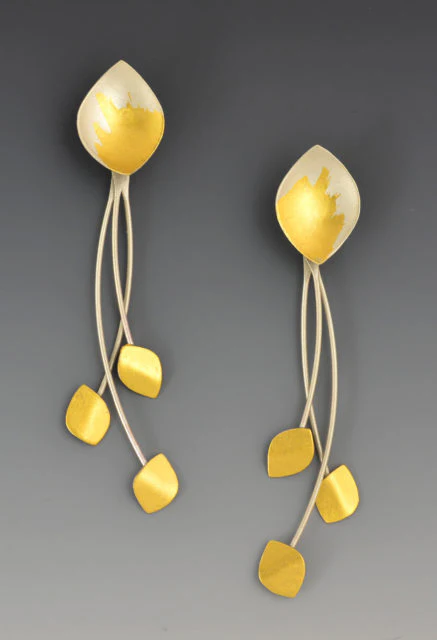 Stud Leaf and Petals Earrings - Image 2