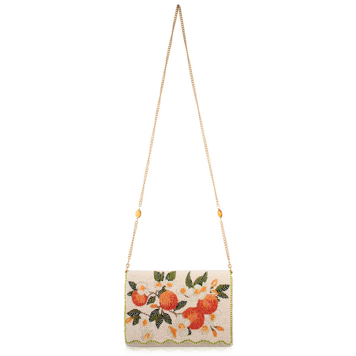 Sun Kissed Orange Fruit Beaded Crossbody Handbag - Image 5