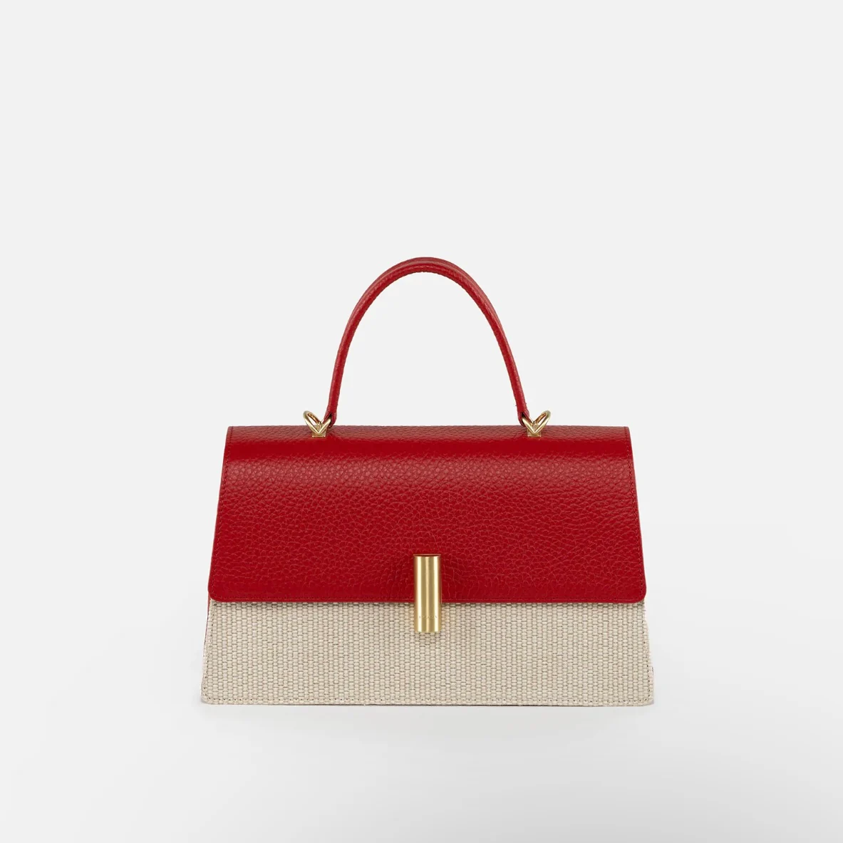 Teti Medium Shoulder Bag - Raffia/Red