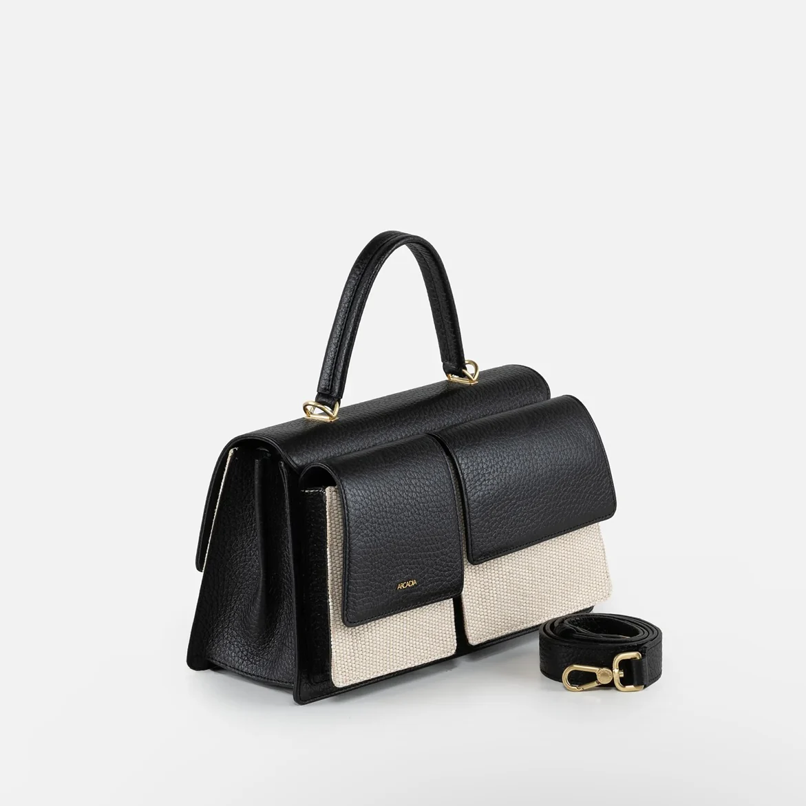 Teti Medium Shoulder Bag - Raffia/Black - Image 3