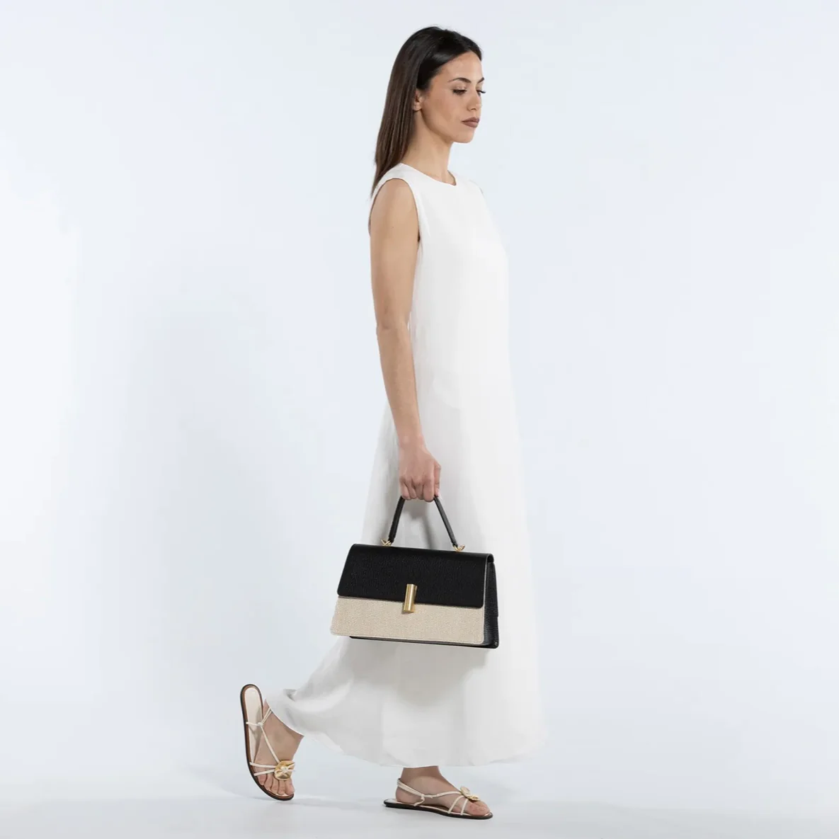 Teti Medium Shoulder Bag - Raffia/Black - Image 5