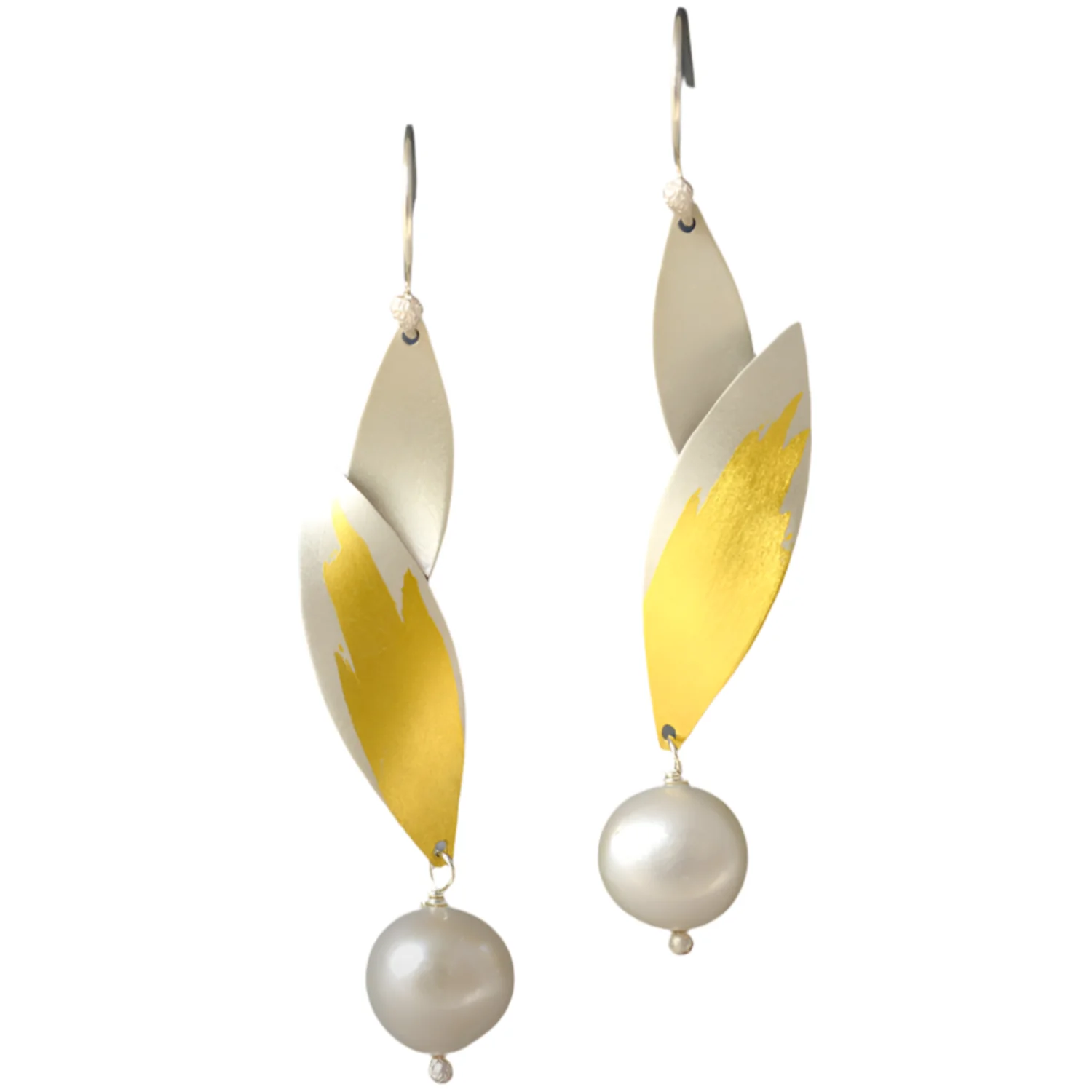 Two Leaf Pearl Earrings