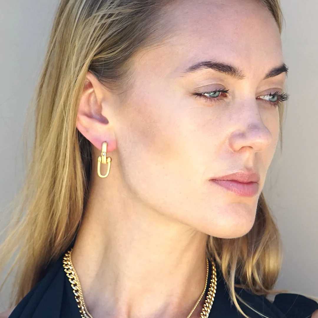 Gold Brioni Horseshoe Earrings - Image 2