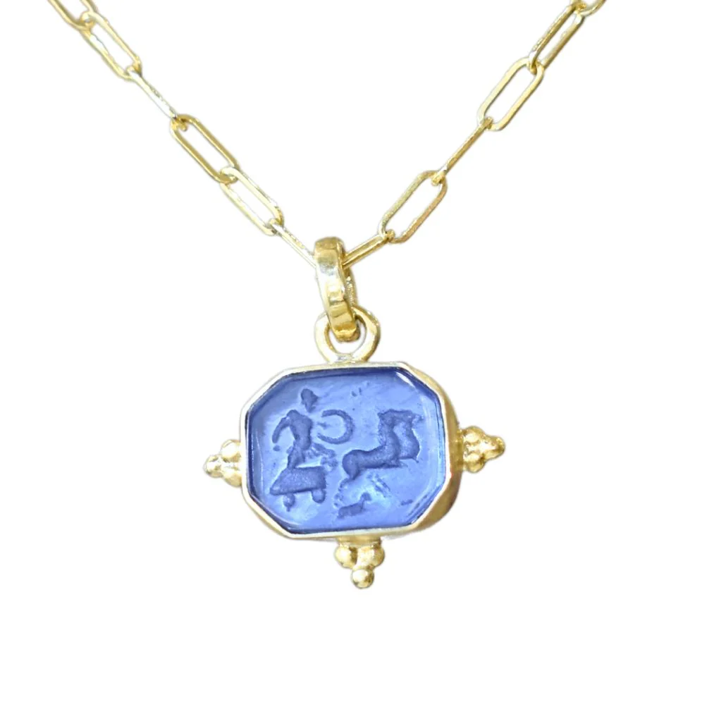 Venetian Glass Chariot Necklace - Cobalt Blue