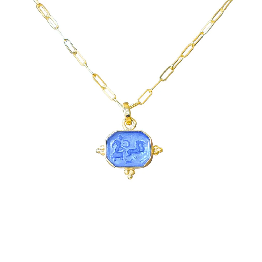 Venetian Glass Chariot Necklace - Cobalt Blue - Image 2