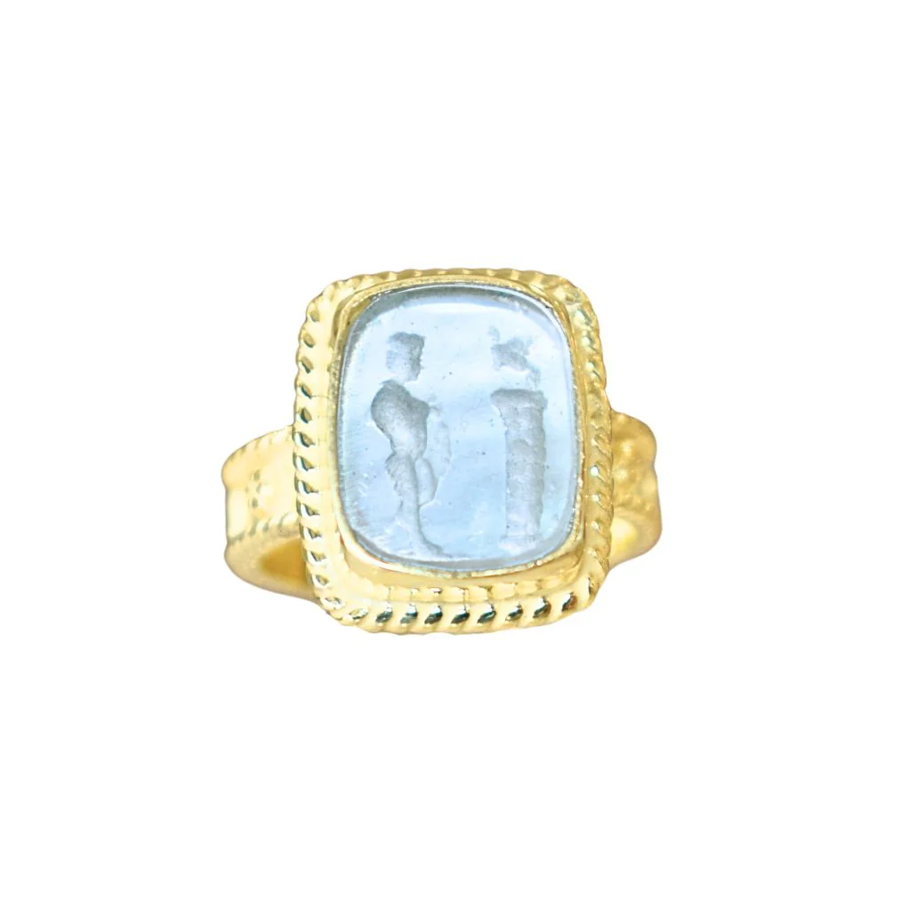 Venetian Glass Oedipus Ring - Aqua Blue