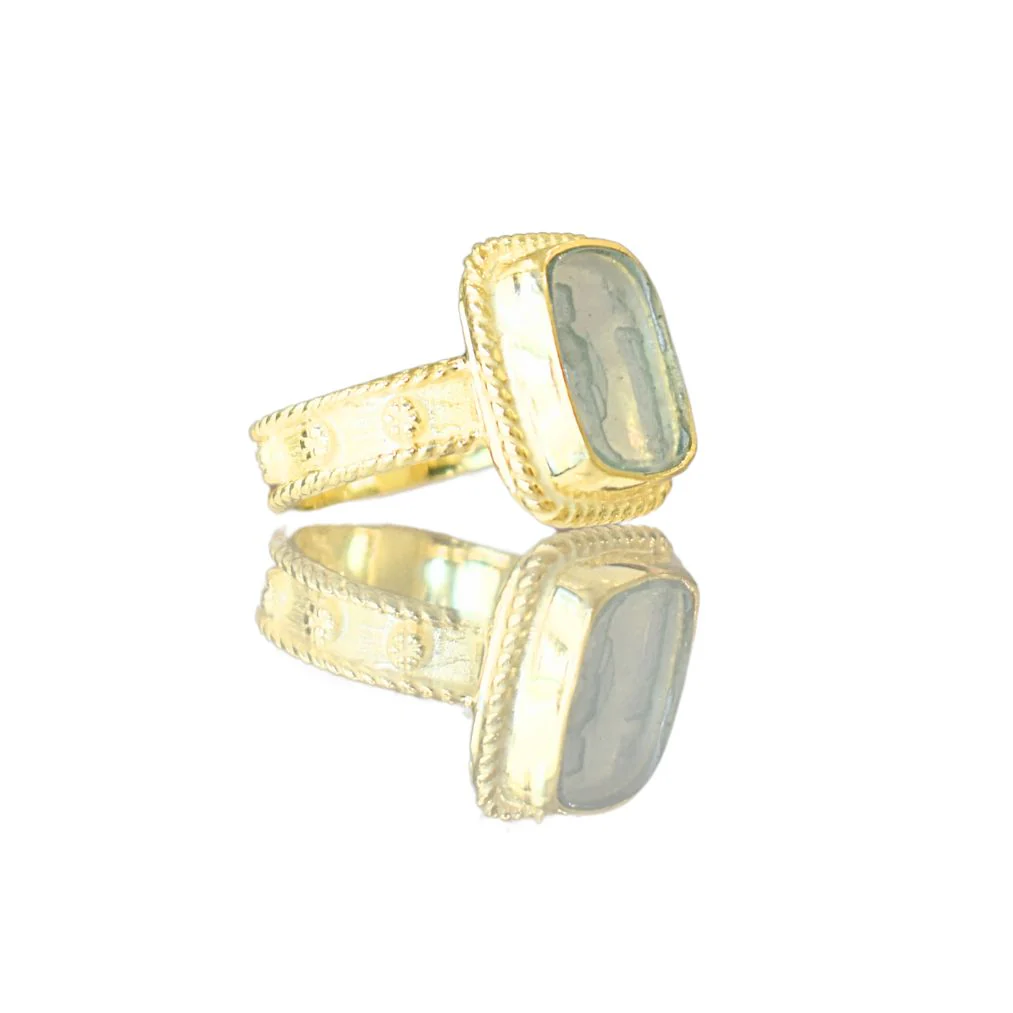 Venetian Glass Oedipus Ring - Aqua Blue - Image 2