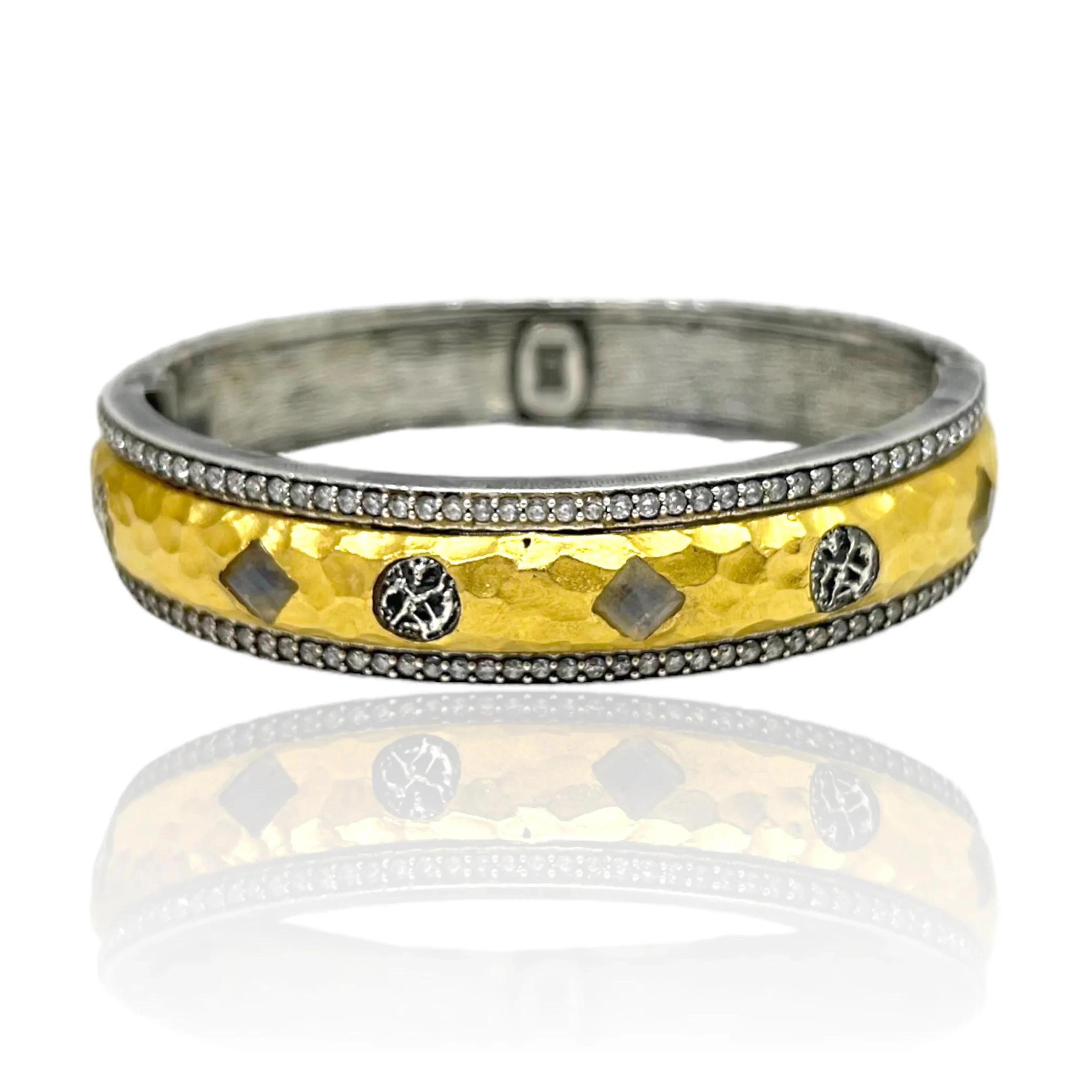 Vintage Silver and Gold Labradorite Mota Coin Bangle