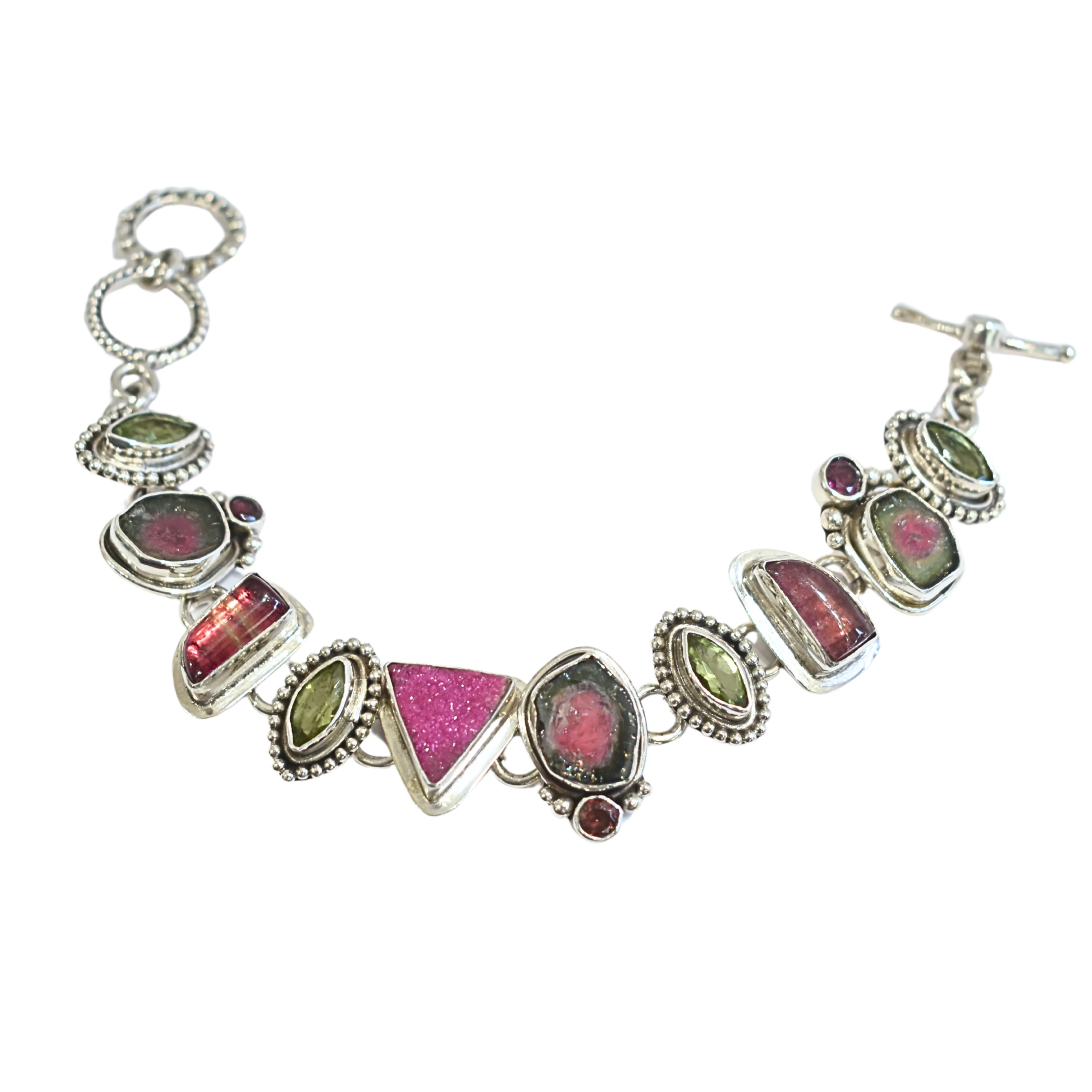Watermelon Tourmaline Links Bracelet